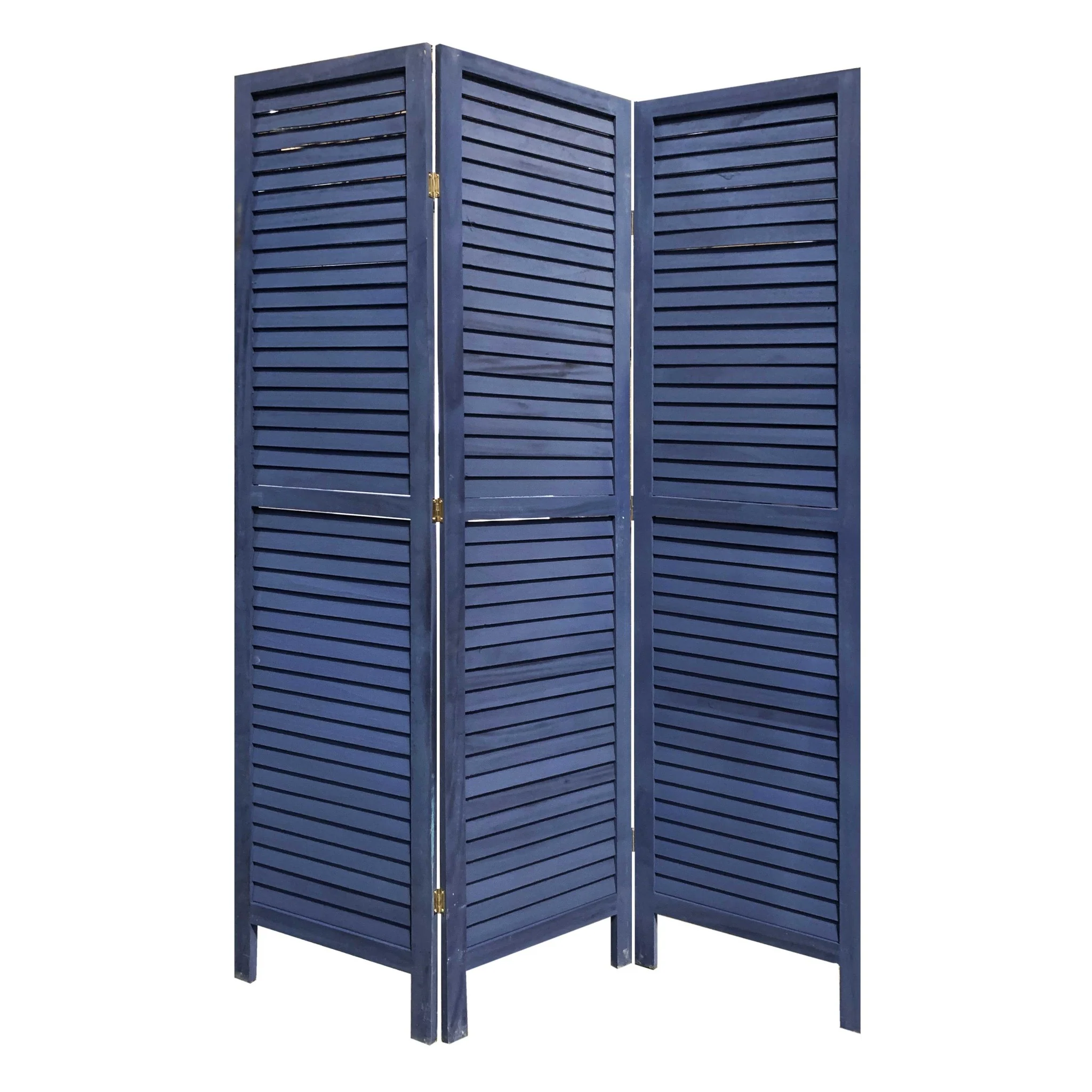 3 Panel Light Blue Shutter Screen Room Divider By Homeroots - Image 10