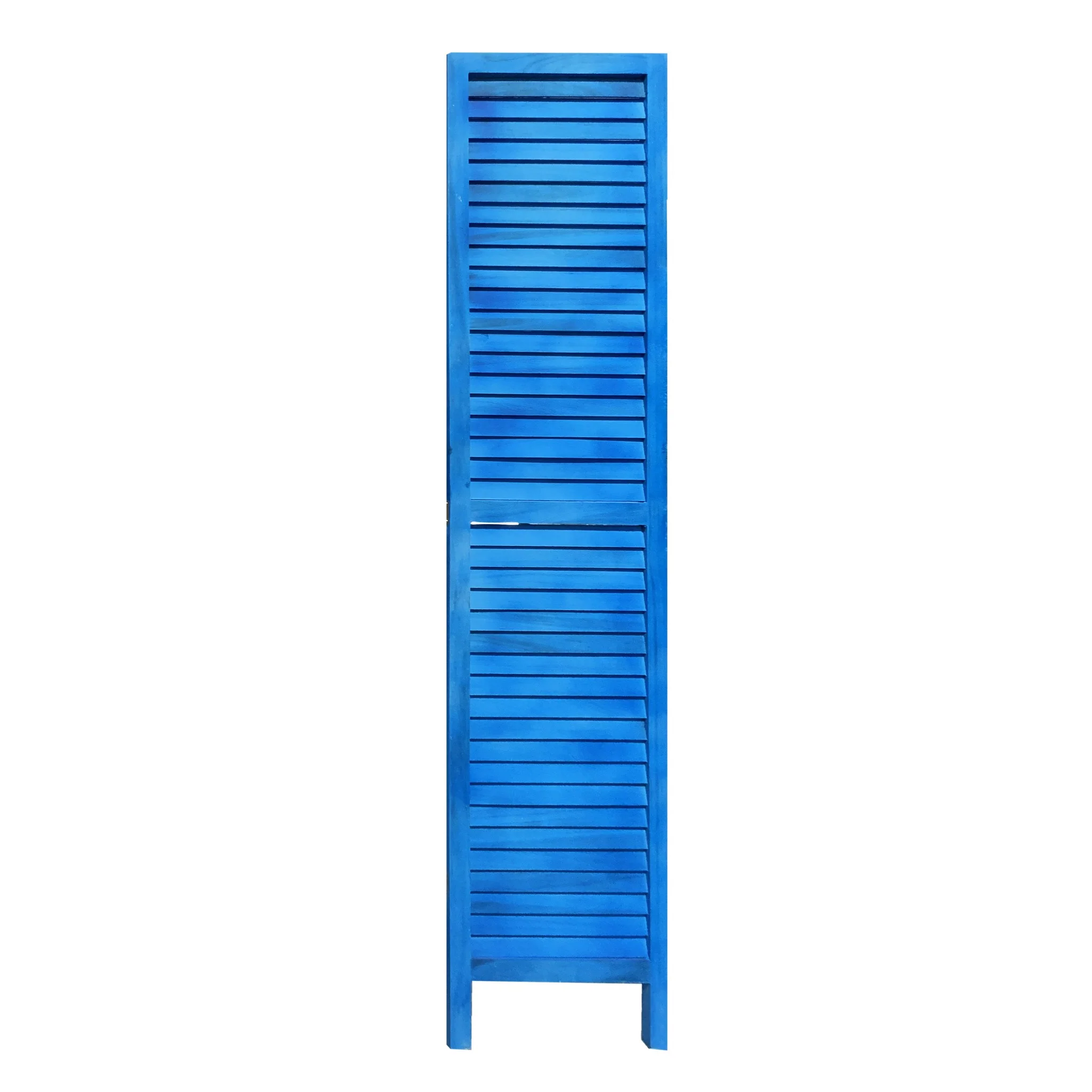 3 Panel Light Blue Shutter Screen Room Divider By Homeroots - Image 3