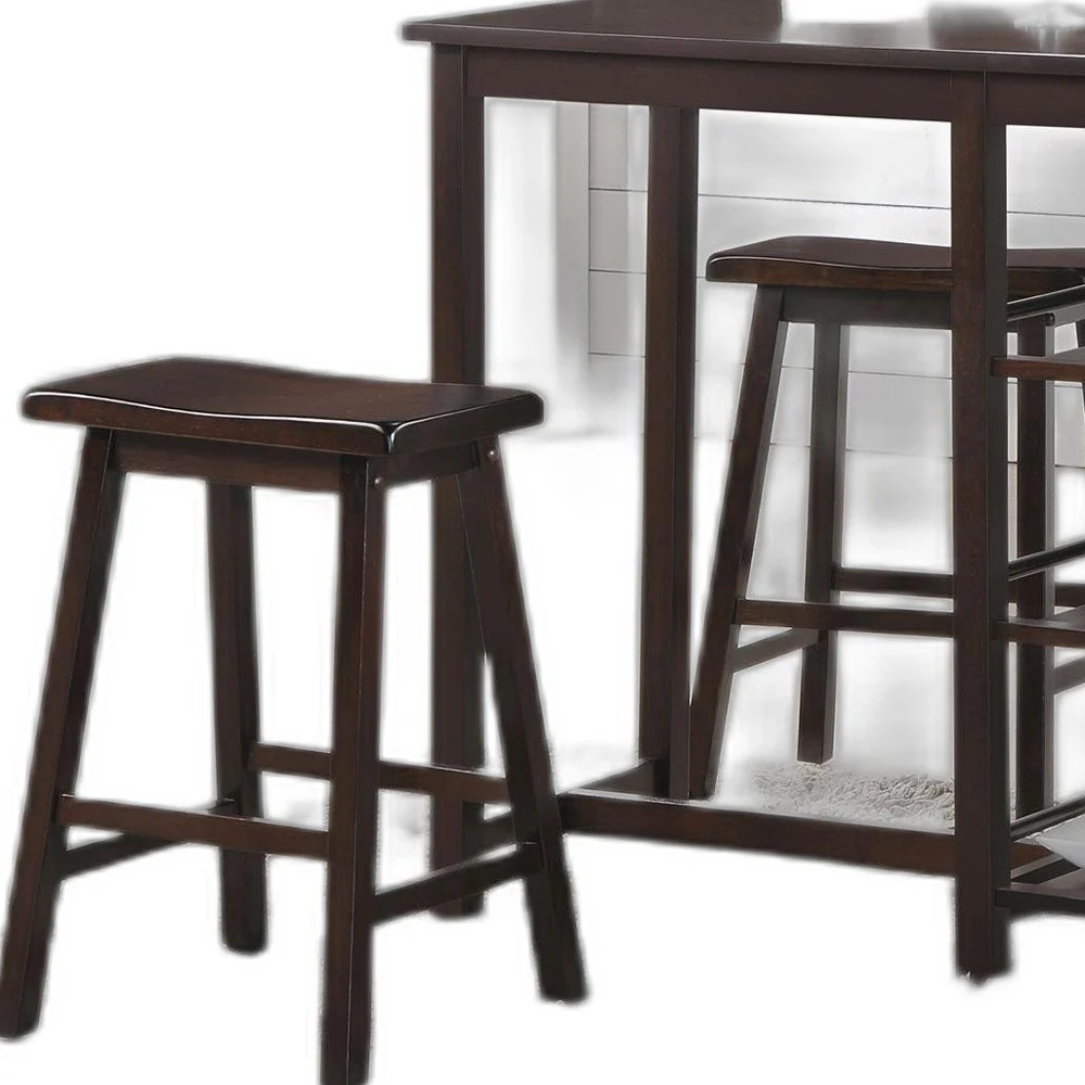 3 Piece Counter Height Set In Walnut By Homeroots - Image 4