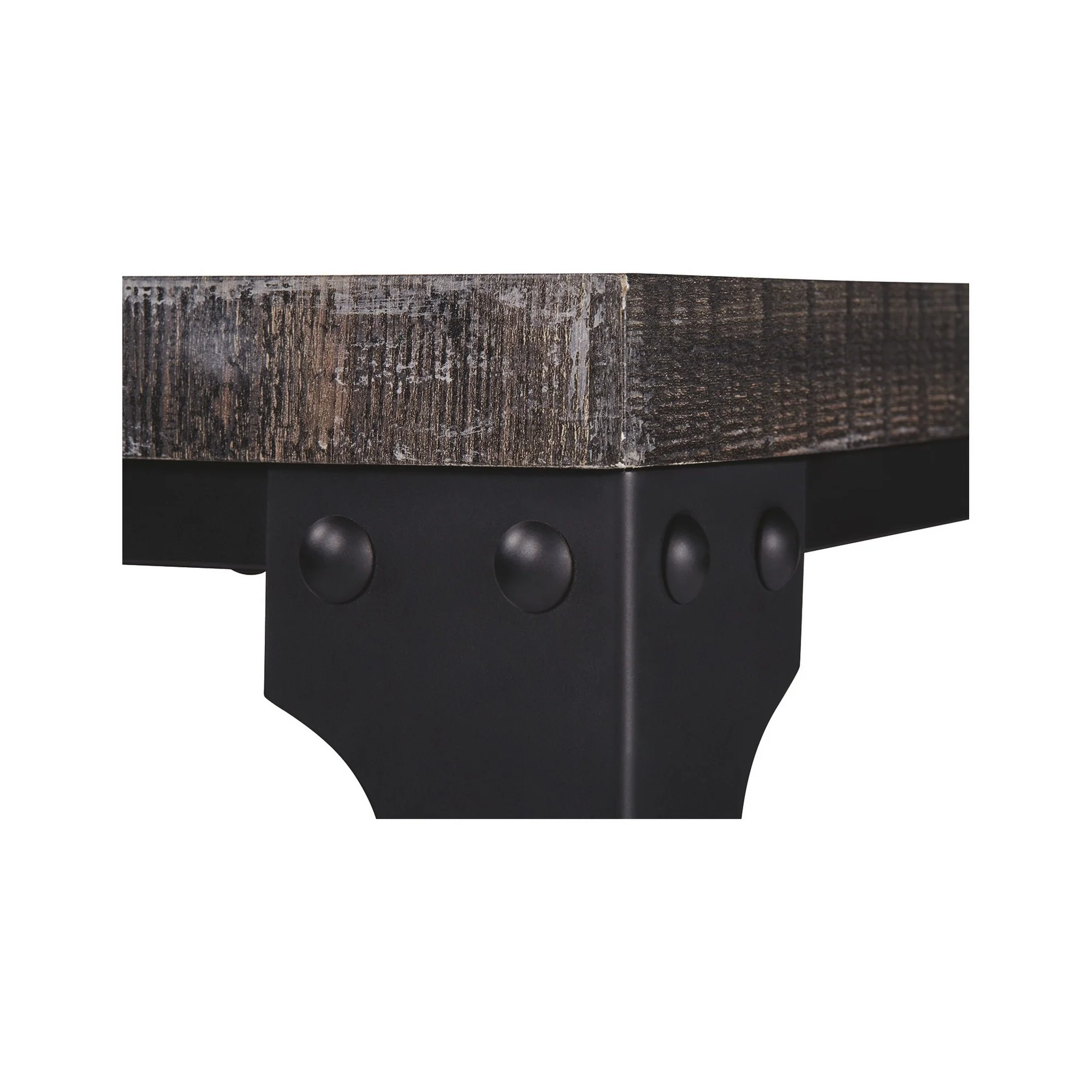 3 Piece Metal Frame Occasional Table Set With Rivets Brown And Black By Benzara - Image 5