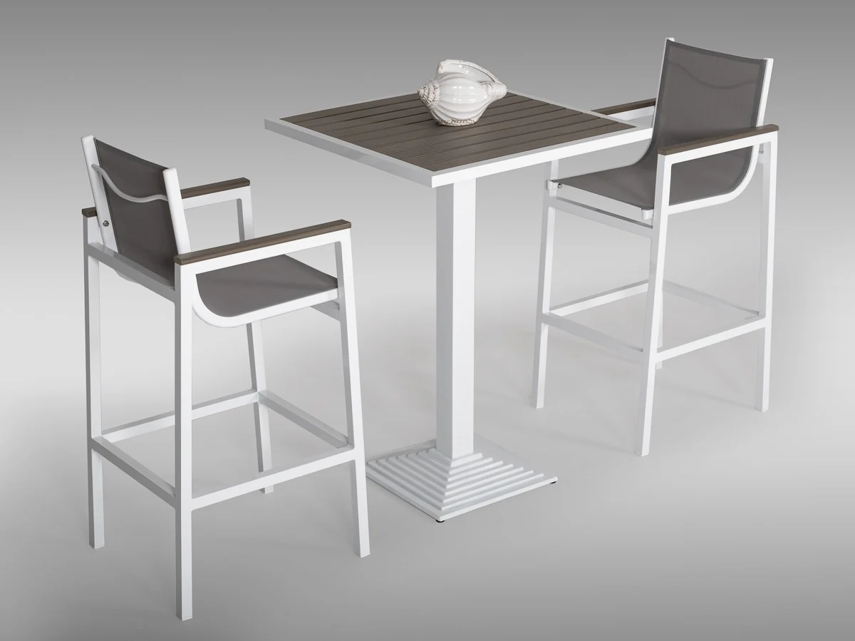 3 piece Modern White and Gray Outdoor Bar Set By Homeroots - Image 2