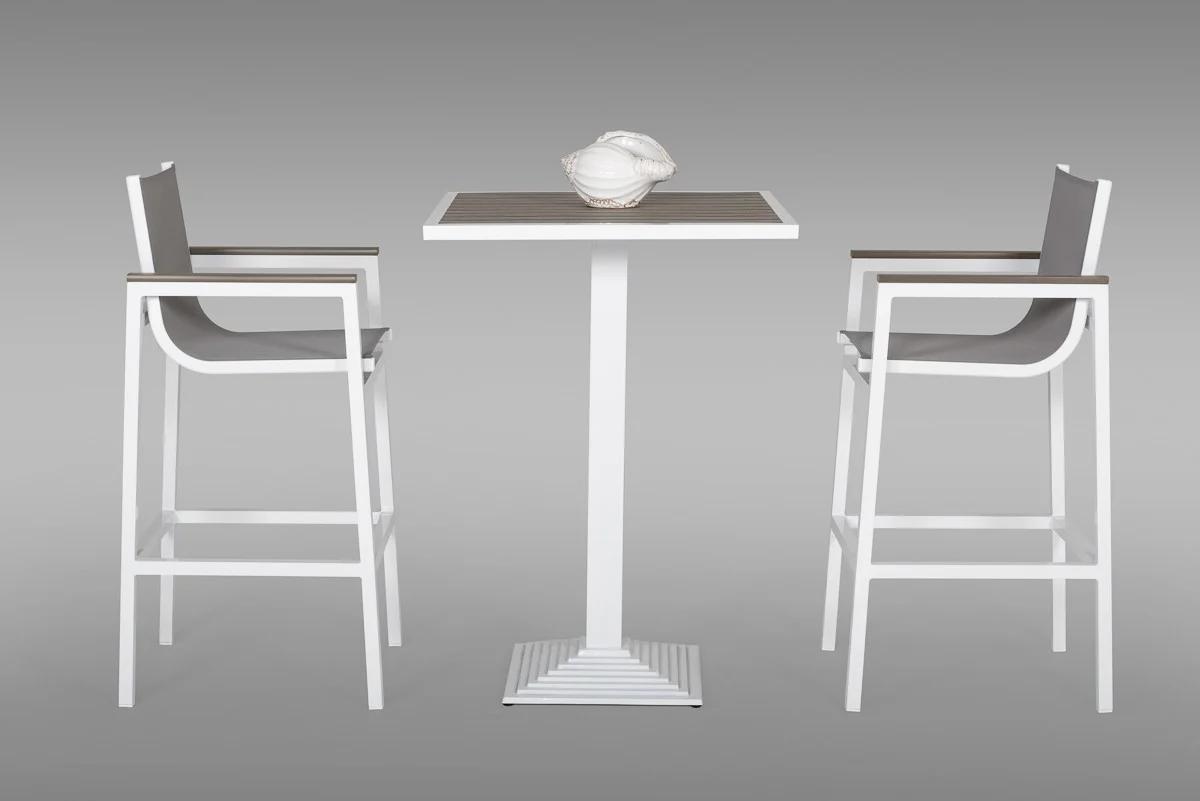 3 piece Modern White and Gray Outdoor Bar Set By Homeroots - Image 3