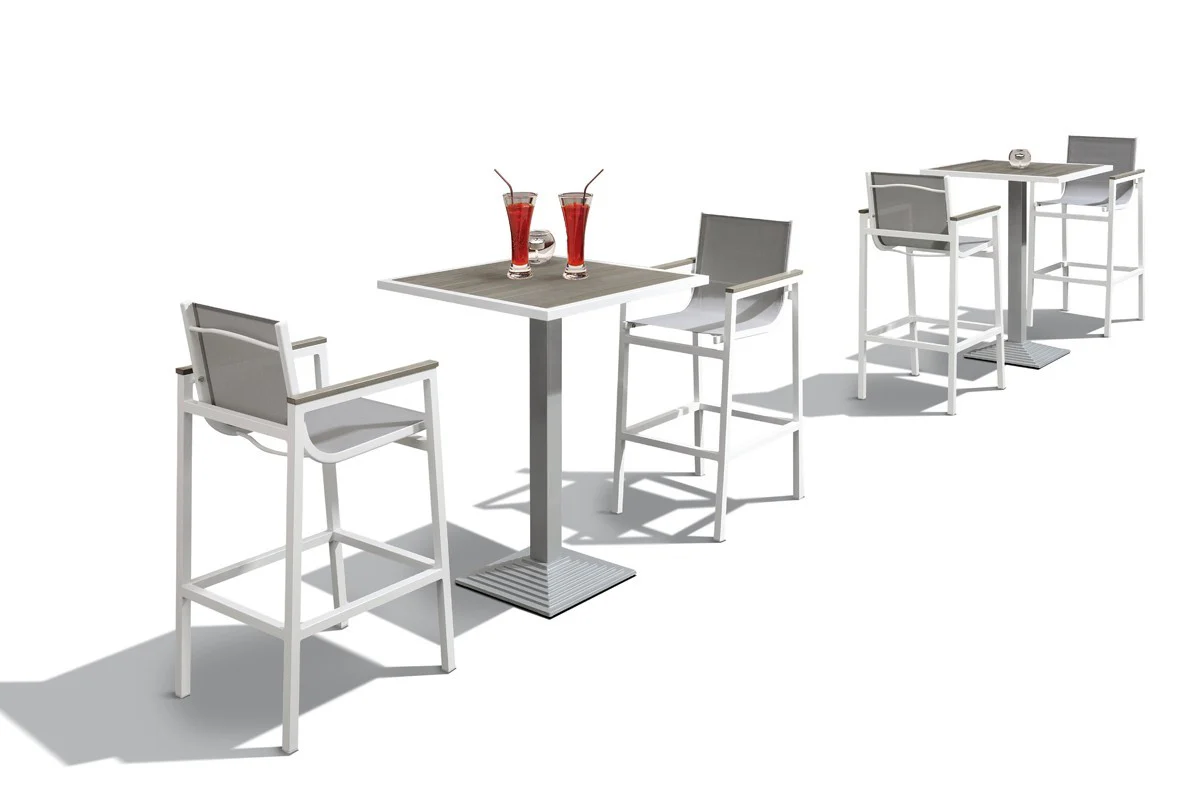 3 piece Modern White and Gray Outdoor Bar Set By Homeroots - Image 4