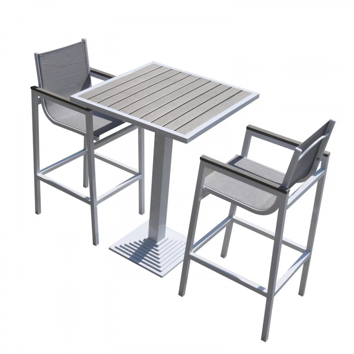 3 piece Modern White and Gray Outdoor Bar Set By Homeroots - Image 5