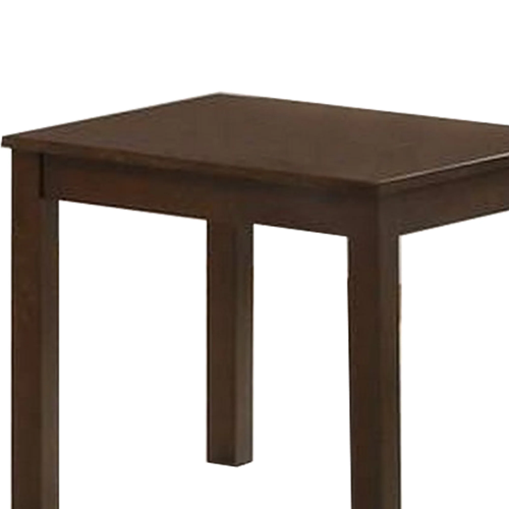 3 Piece Transitional Coffee Table and End Table with Block Legs, Brown By Benzara - Image 4