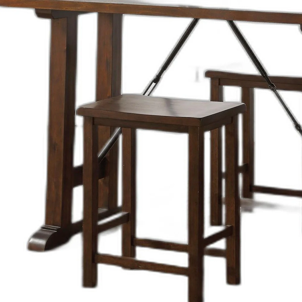 3 Piece Wooden Counter Height Set In Walnut And Black By Homeroots - Image 4
