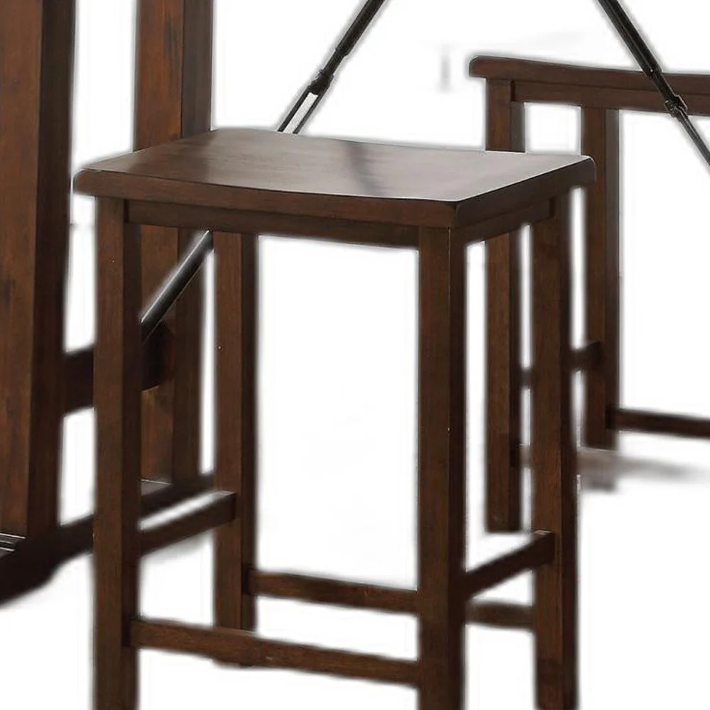 3 Piece Wooden Counter Height Set In Walnut And Black By Homeroots - Image 5