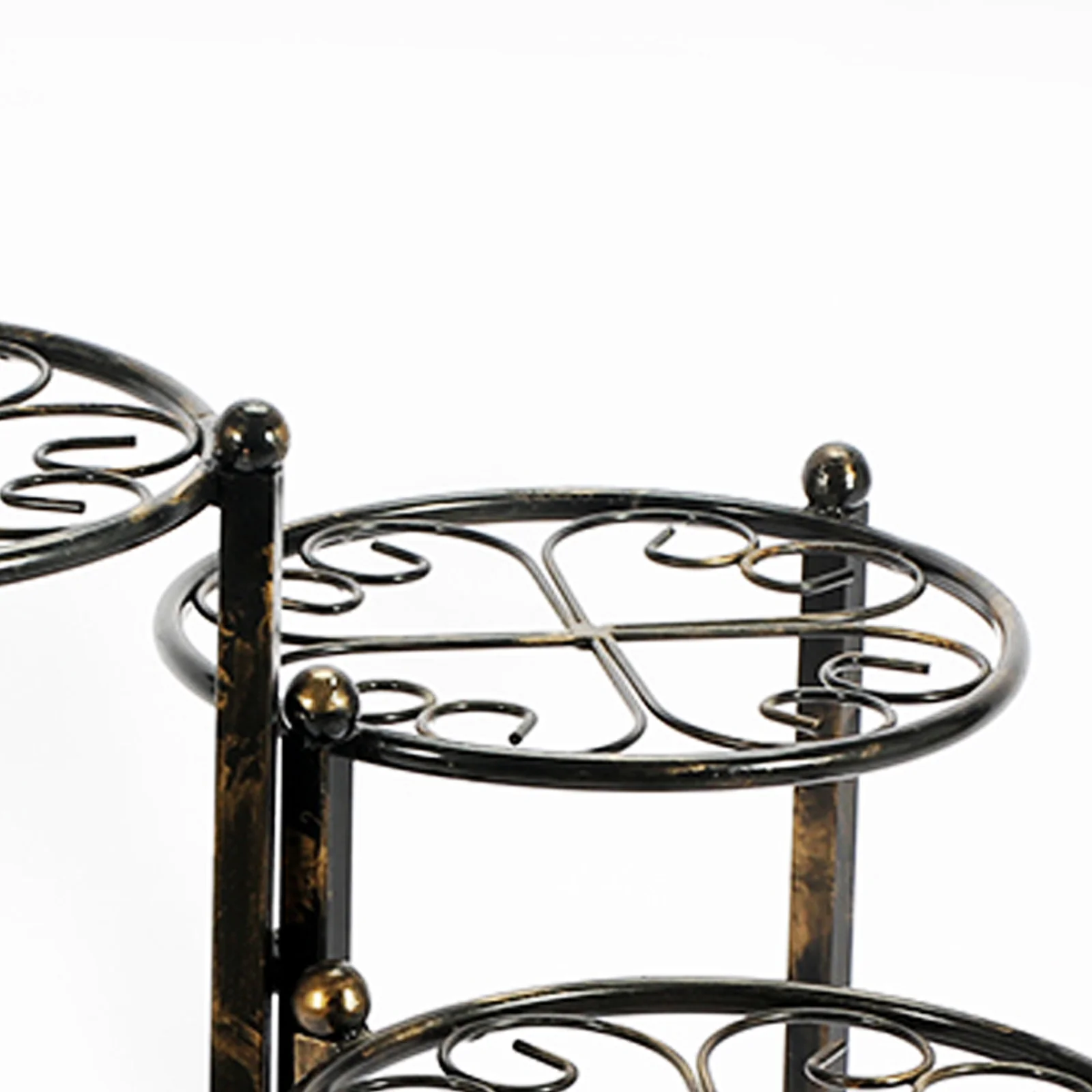 3 Tier Heart Clover Design Round Top Metal Plant Stand, Black By Benzara - Image 2
