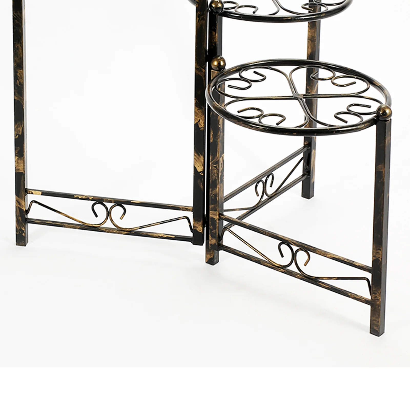 3 Tier Heart Clover Design Round Top Metal Plant Stand, Black By Benzara - Image 4