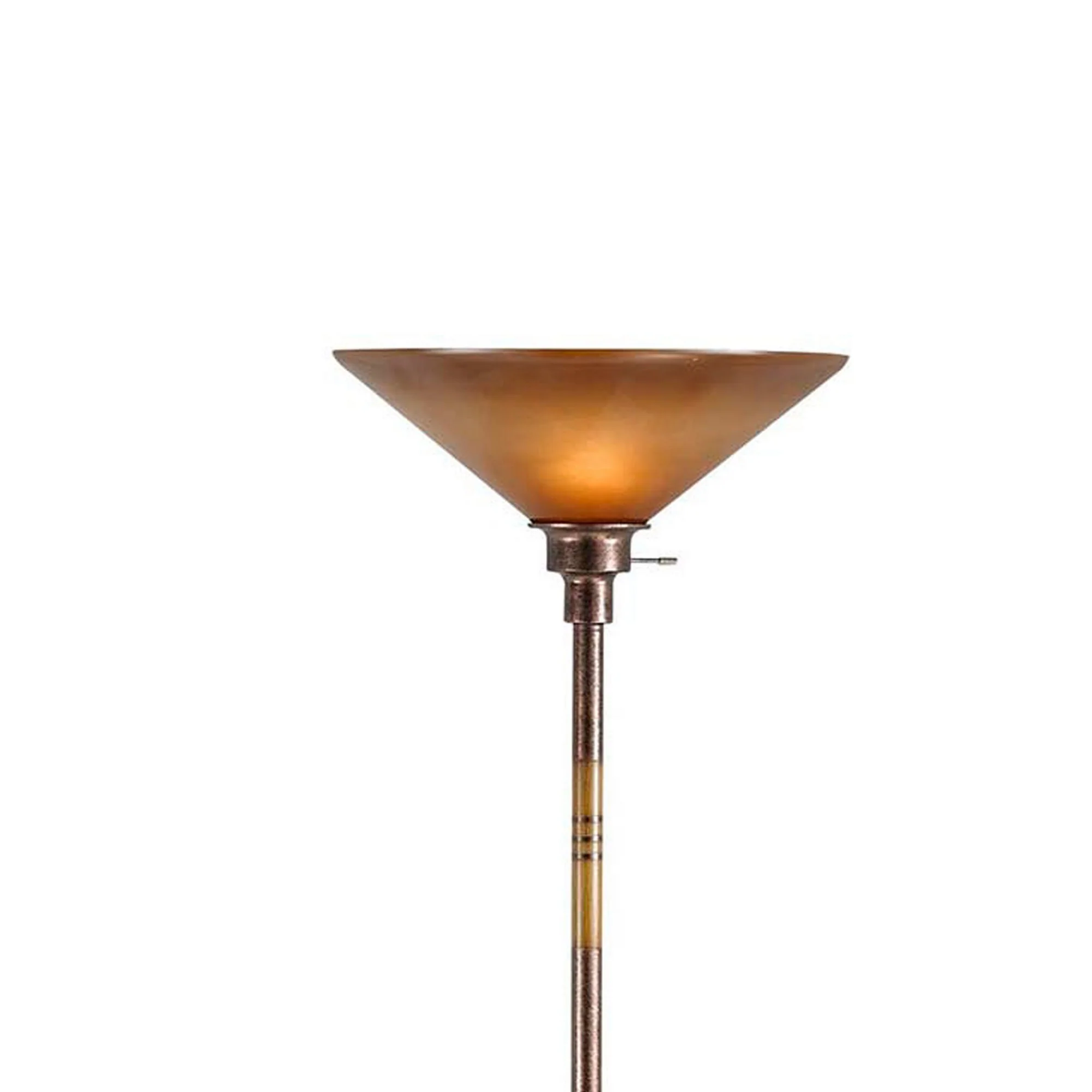 3 Way Torchiere Floor Lamp With Frosted Glass Shade And Stable Base, Bronze By Benzara - Image 2
