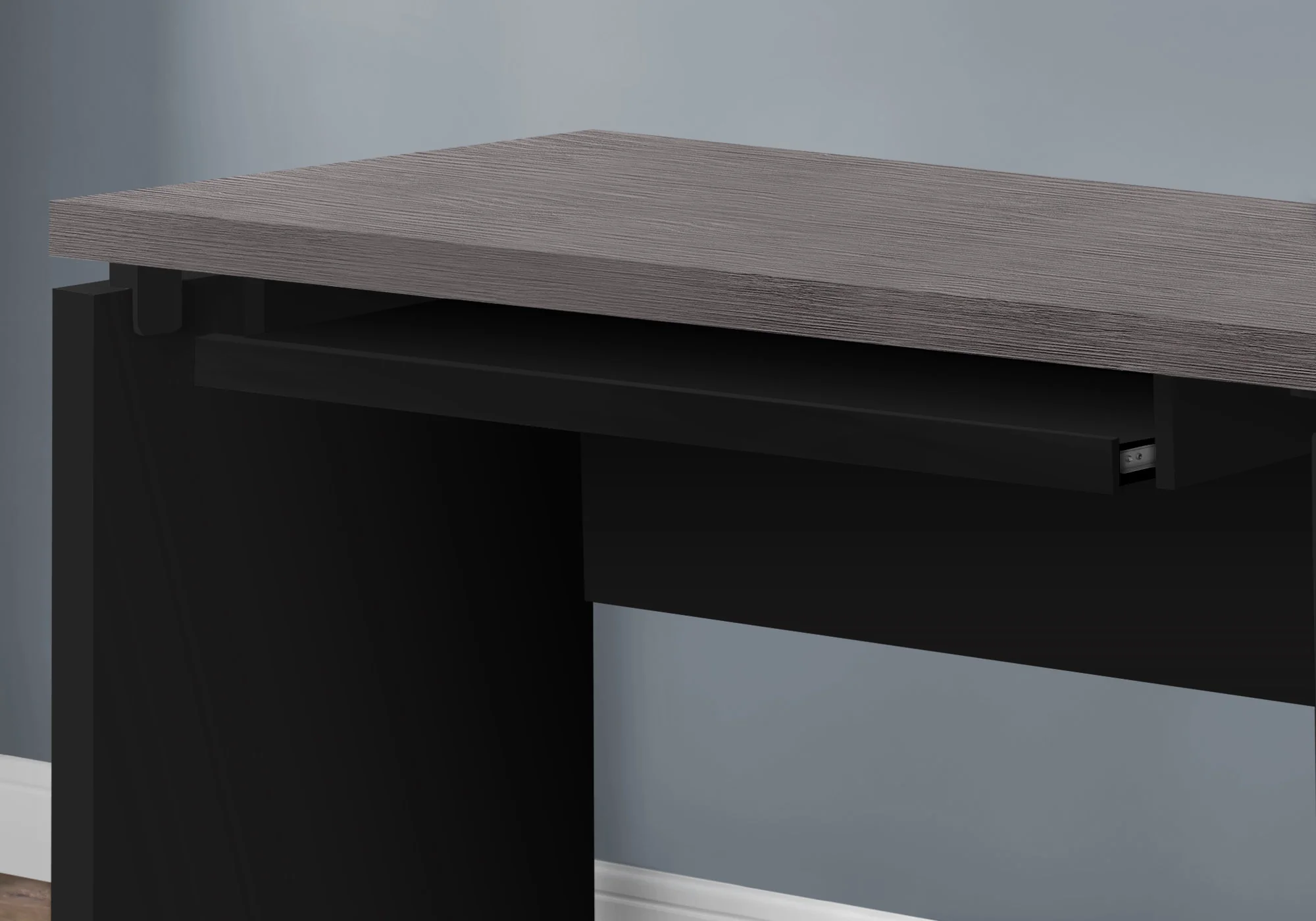 30.75" Black Particle Board MDF and Laminate Computer Desk with a Grey Top By Homeroots - Image 3