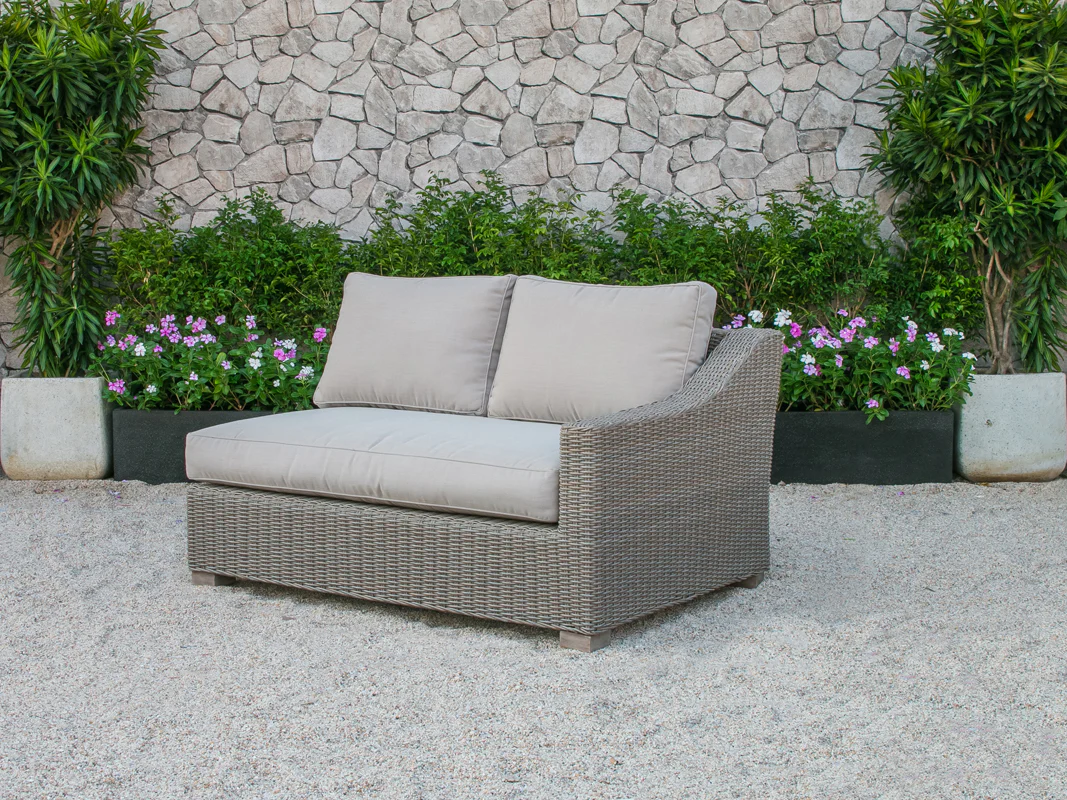 30" Aluminum Wood and Rattan Sectional Sofa Set By Homeroots - Image 3