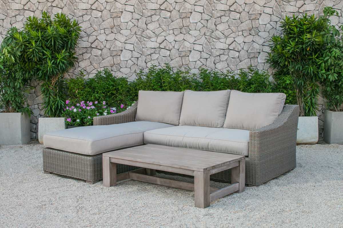 30" Aluminum Wood and Rattan Sectional Sofa Set By Homeroots - Image 5