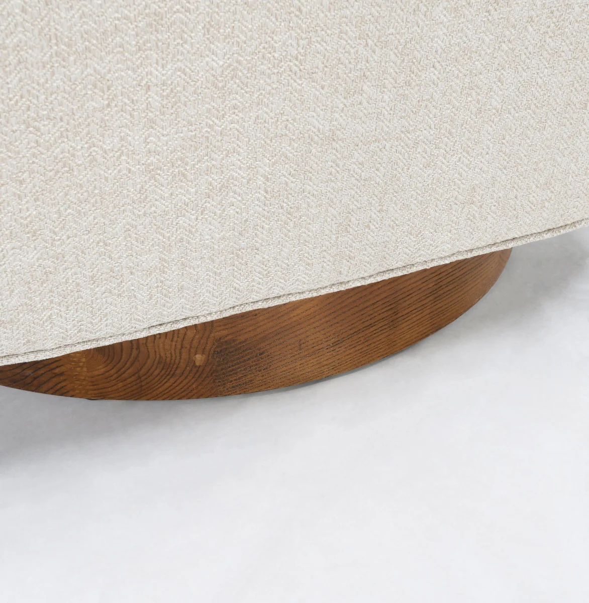 30" Beige and Wood Brown Polyester Chevron Swivel Barrel Chair By Homeroots - Image 5