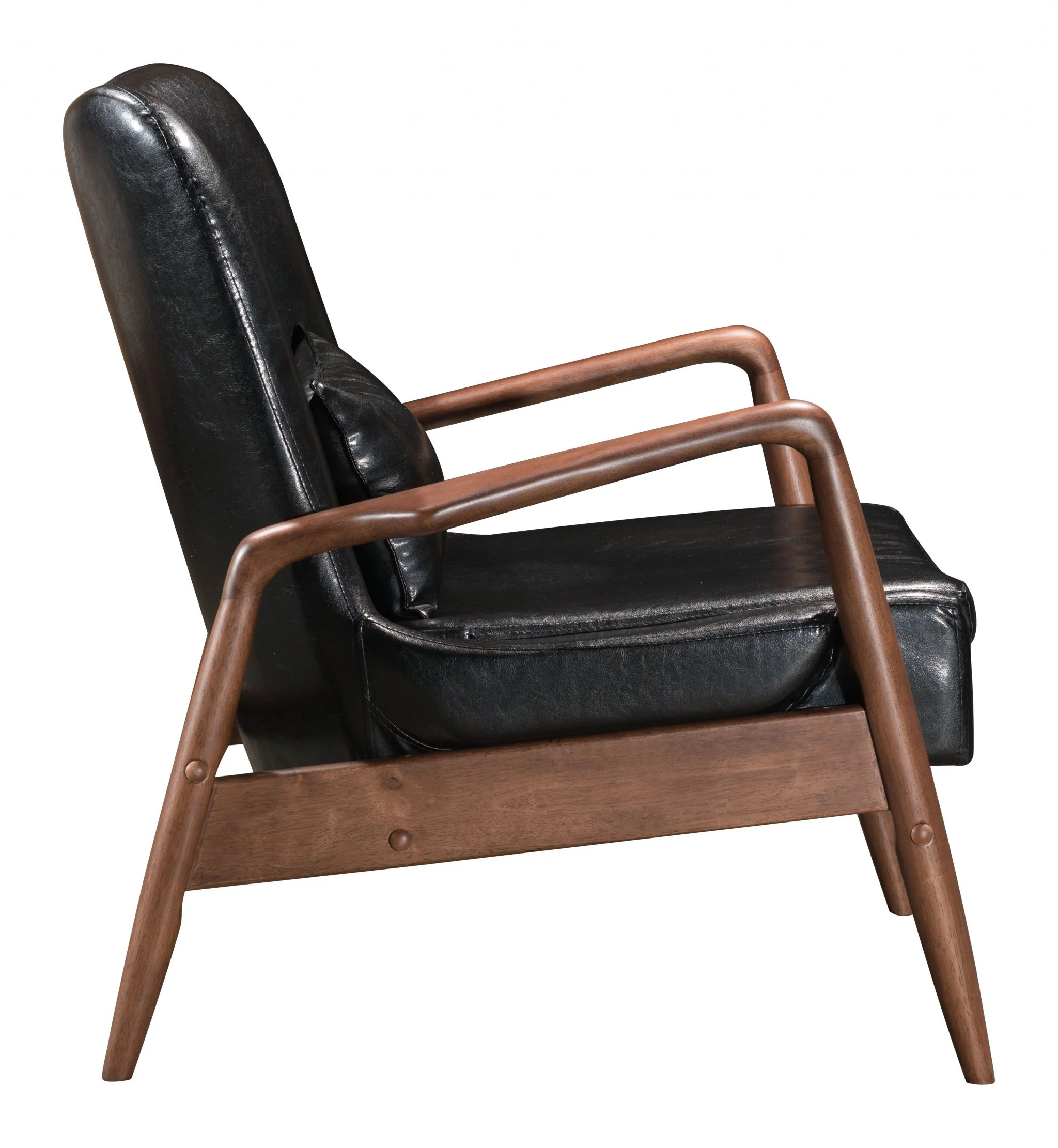 30" Black and Brown Faux Leather Tufted Arm Chair with Ottoman By Homeroots - Image 3