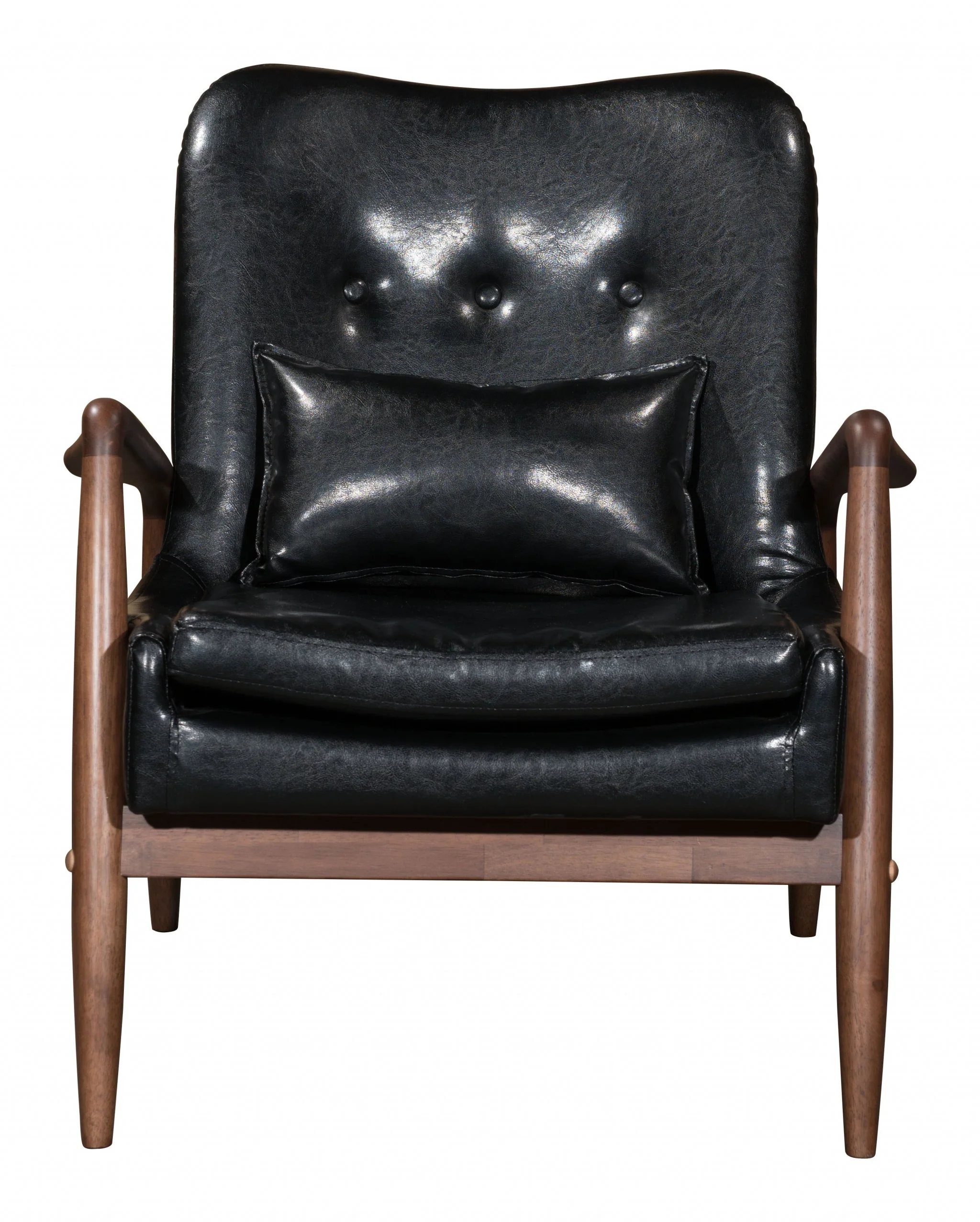 30" Black and Brown Faux Leather Tufted Arm Chair with Ottoman By Homeroots - Image 4