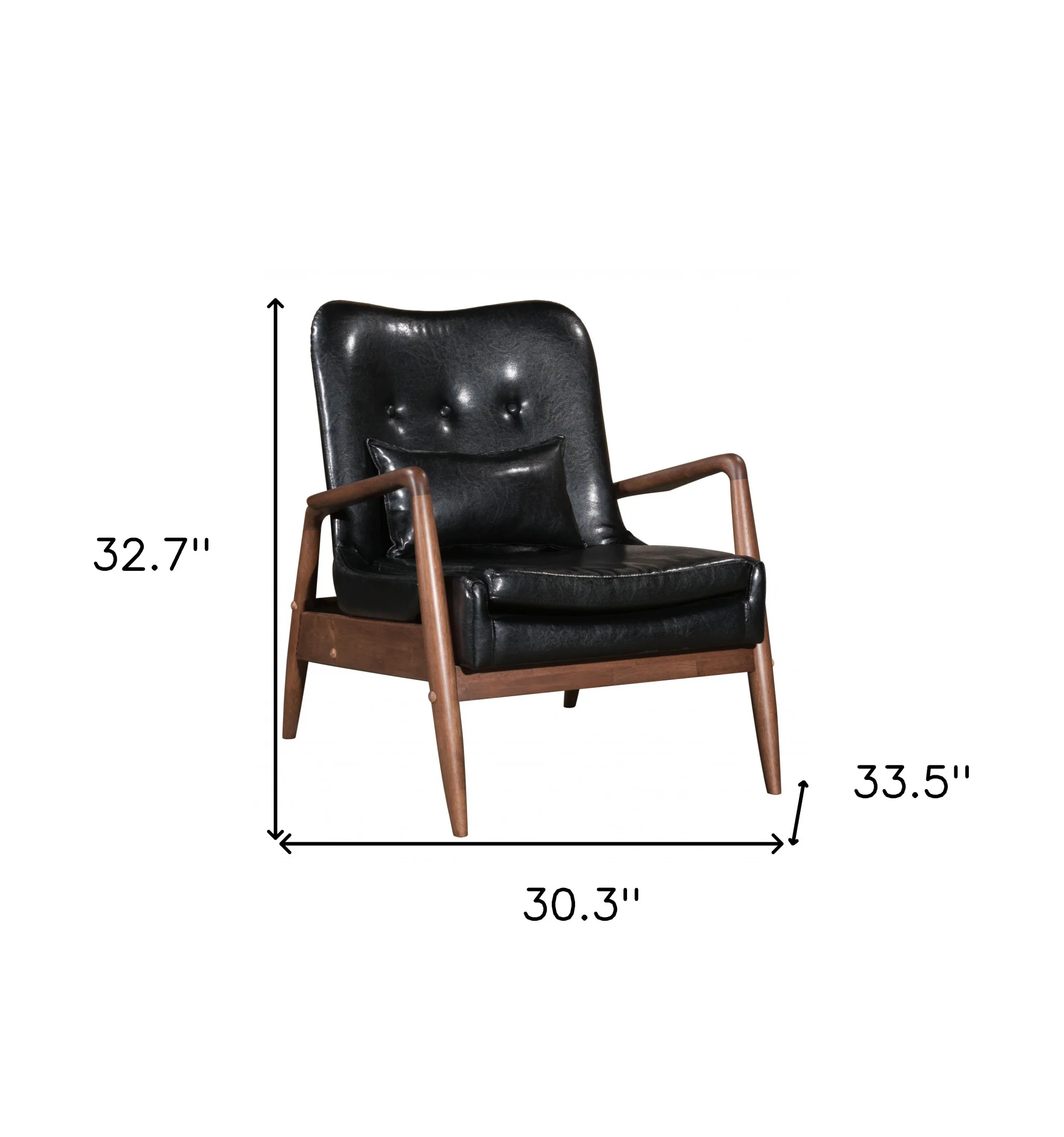 30" Black and Brown Faux Leather Tufted Arm Chair with Ottoman By Homeroots - Image 9