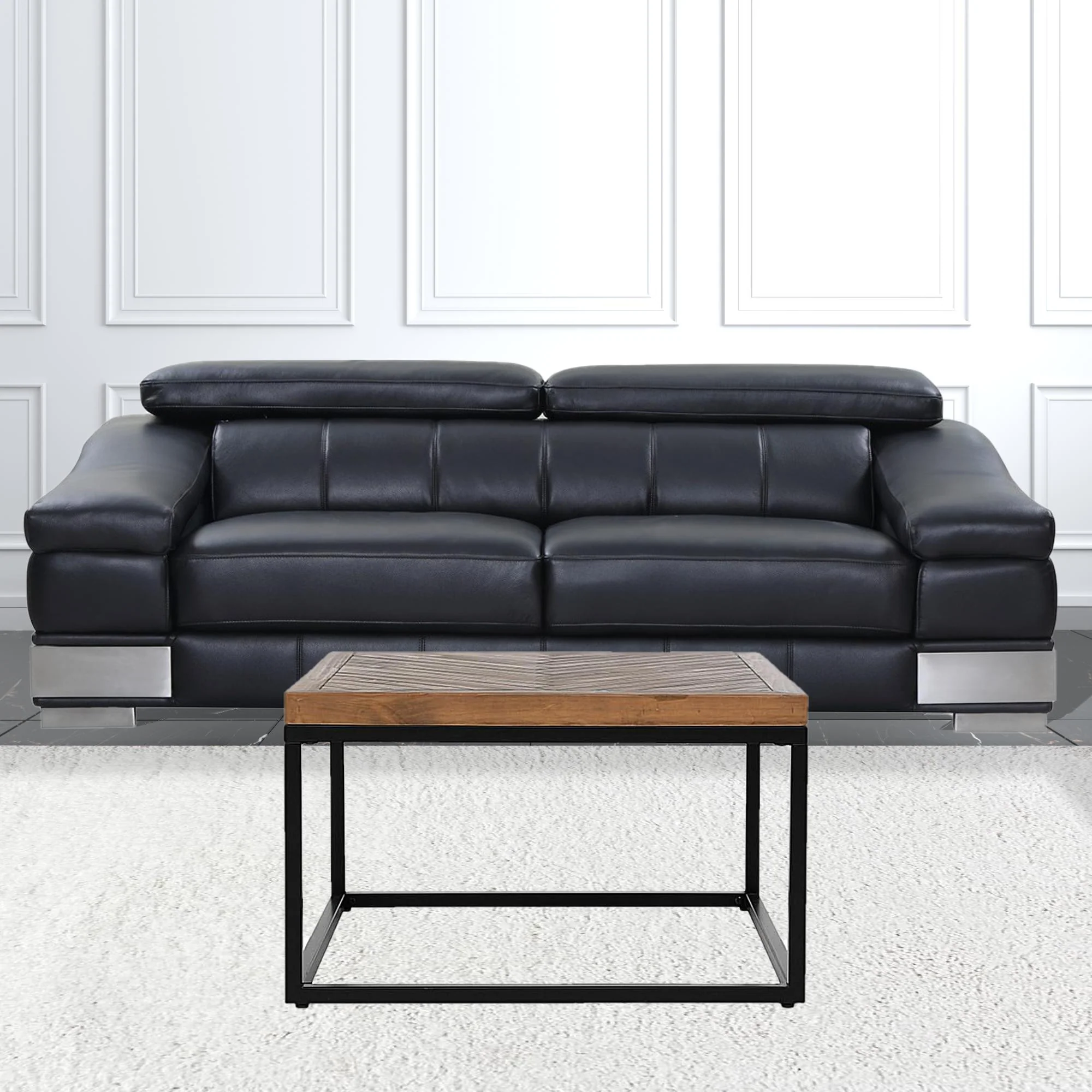 30" Black And Brown Solid Wood Square Distressed Coffee Table By Homeroots - Image 4