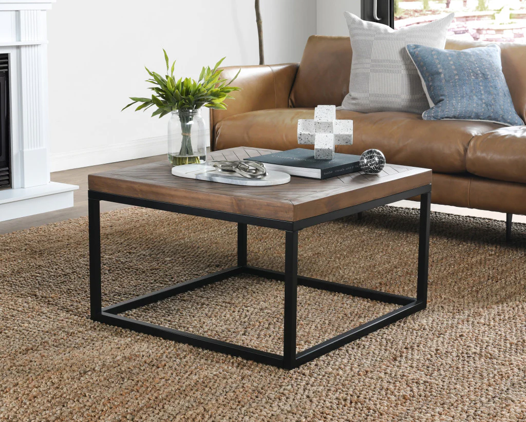 30" Black And Brown Solid Wood Square Distressed Coffee Table By Homeroots - Image 5