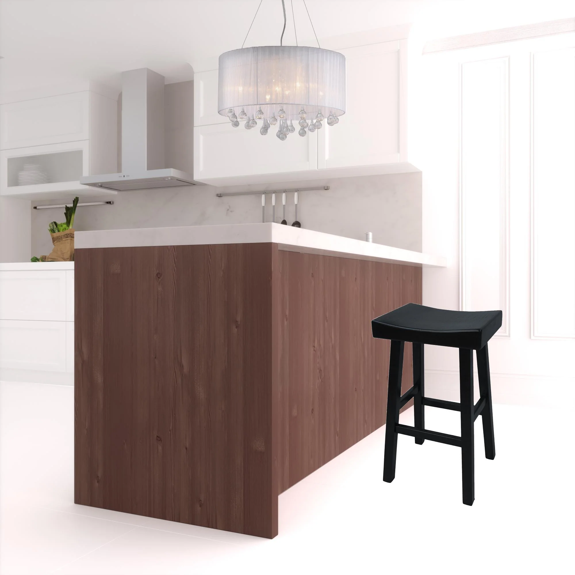 30" Black Backless Bar Height Chair With Footrest By Homeroots - Image 2