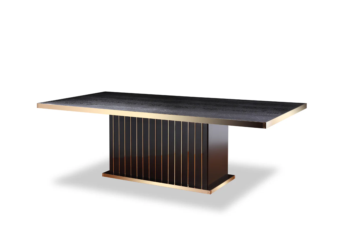 30' Black Crocodile And Rosegold Dining Table By Homeroots - Image 2