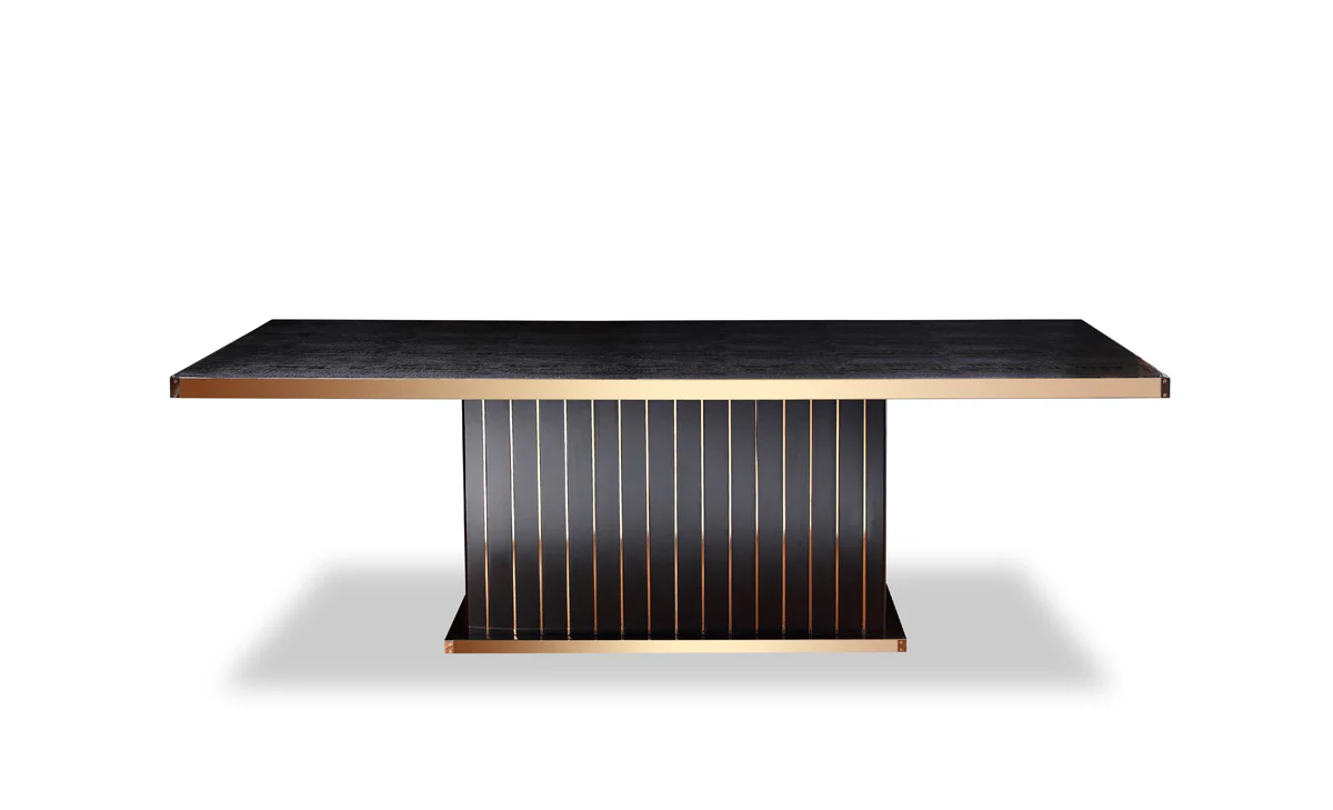 30' Black Crocodile And Rosegold Dining Table By Homeroots - Image 3