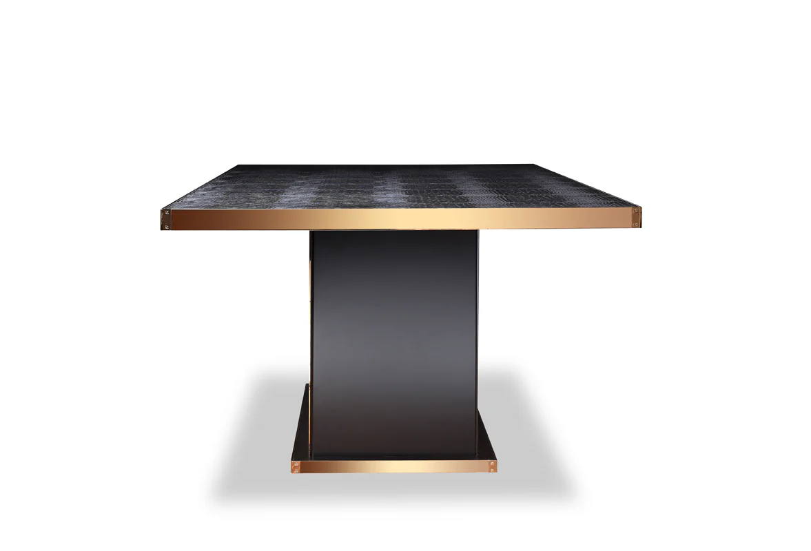 30' Black Crocodile And Rosegold Dining Table By Homeroots - Image 4