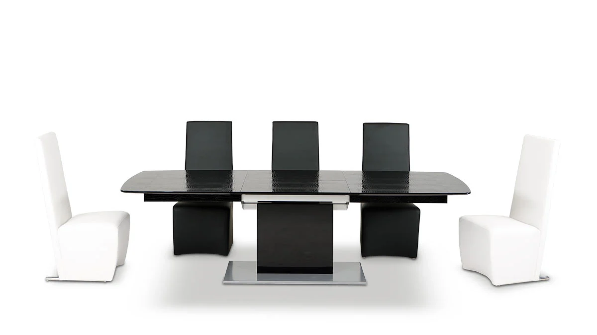 30' Black Crocodile Mdf Hardwood And Metal Dining Table By Homeroots - Image 2