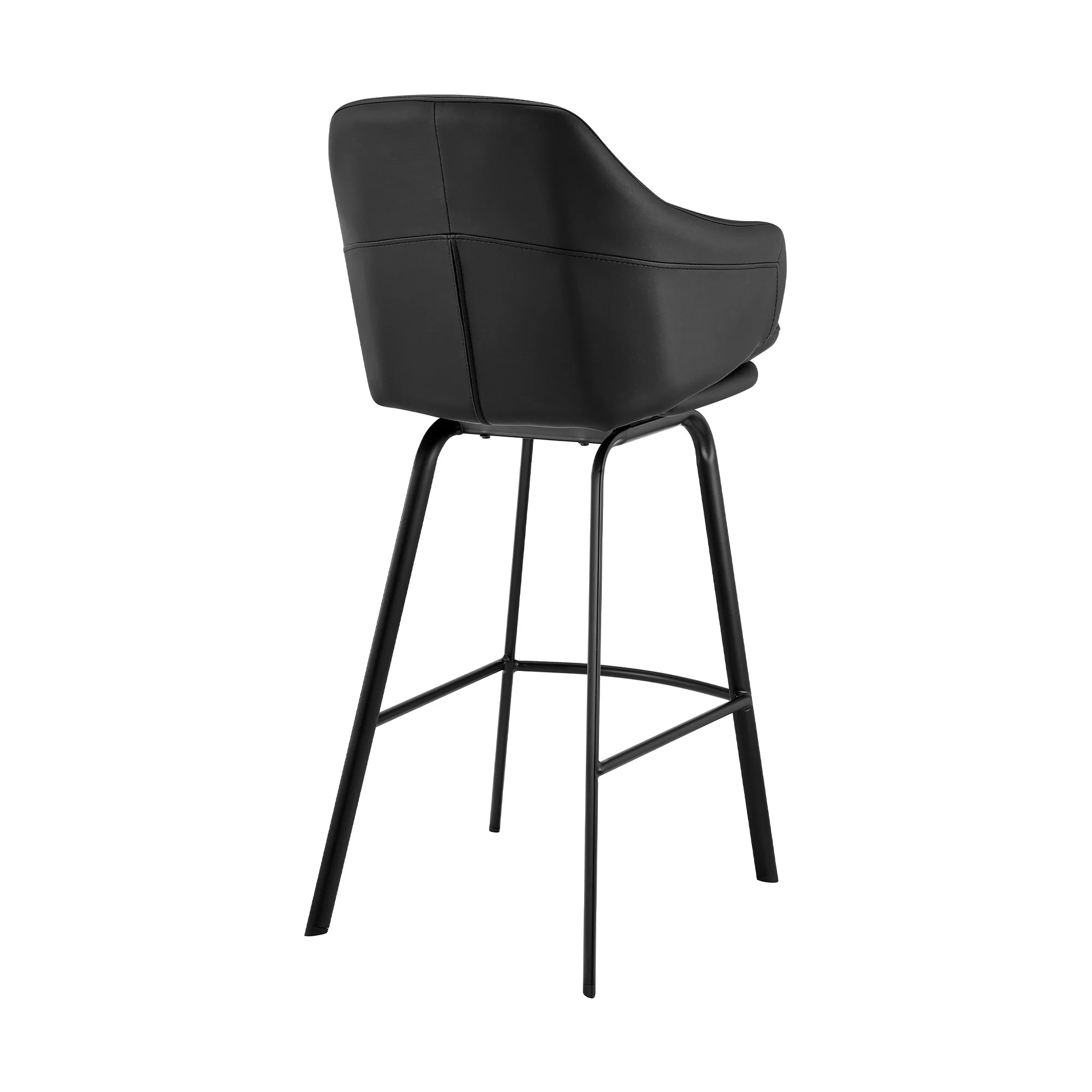 30" Black Faux Leather and Black Metal Swivel Bar Stool By Homeroots - Image 5