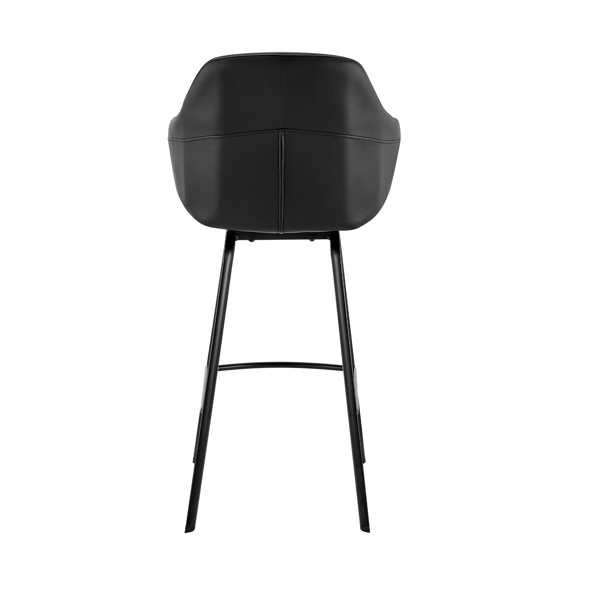 30" Black Faux Leather and Black Metal Swivel Bar Stool By Homeroots - Image 6