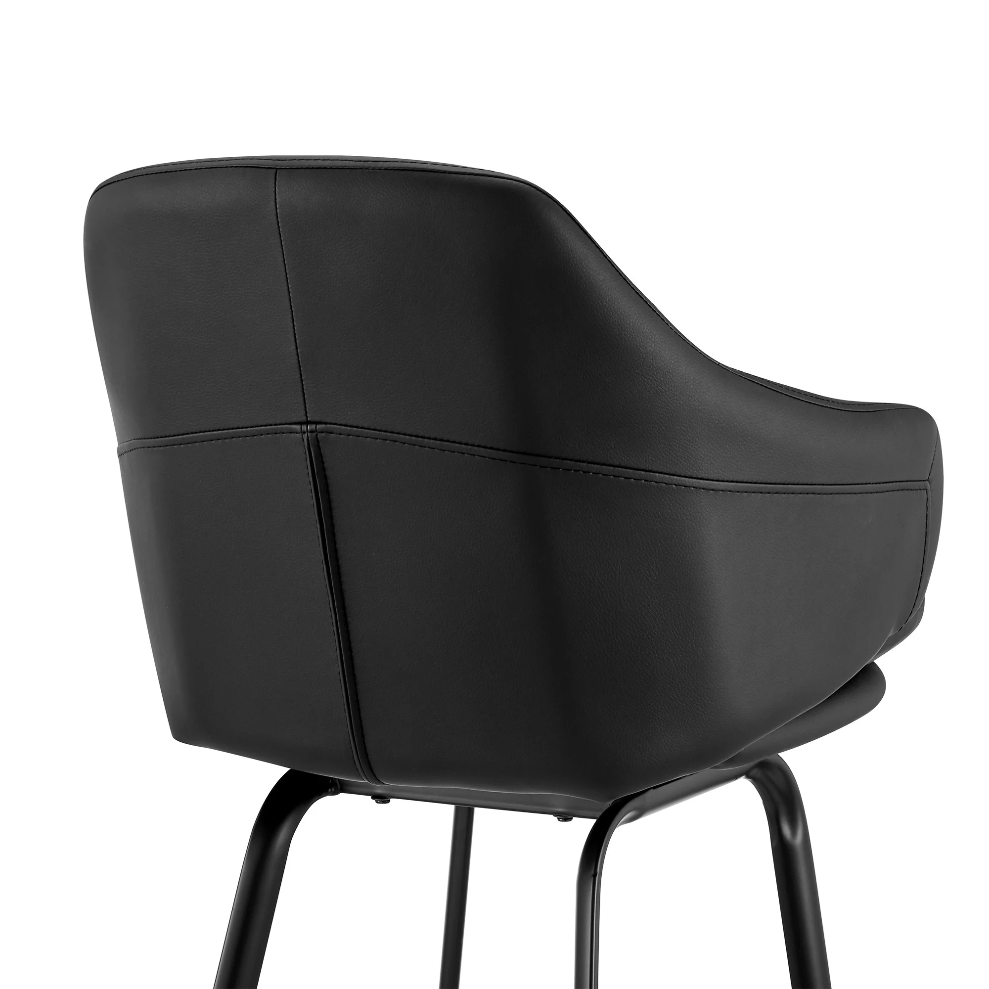 30" Black Faux Leather and Black Metal Swivel Bar Stool By Homeroots - Image 8
