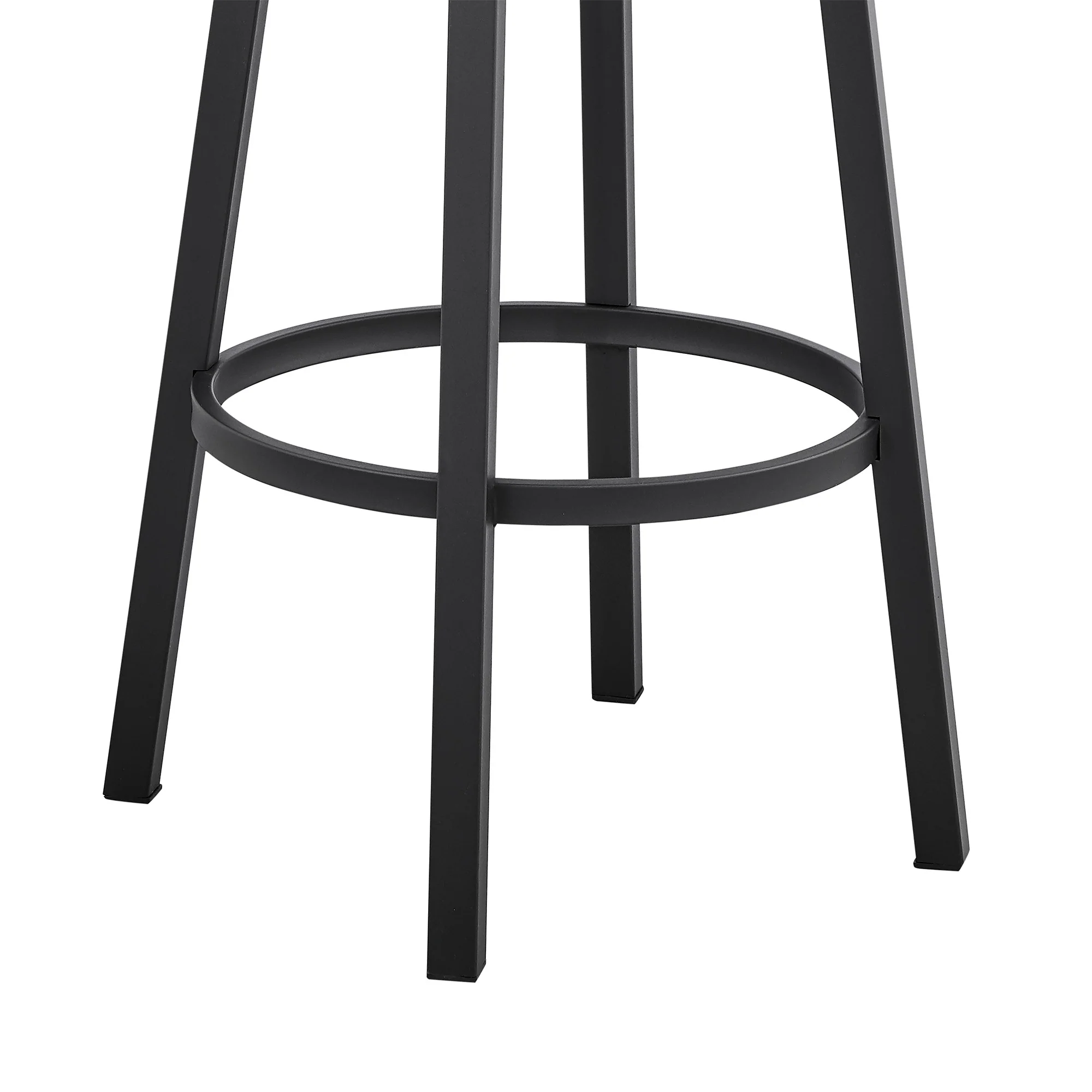 30" Black Faux Leather And Iron Swivel Low Back Bar Height Bar Chair With Footrest By Homeroots - Image 7