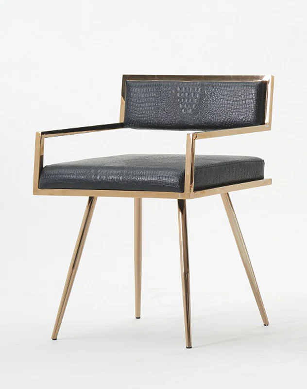 30' Black Leatherette And Rosegold Stainless Steel Dining Chair By Homeroots - Image 2