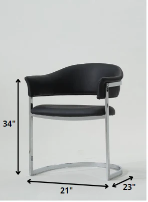 30' Black Leatherette And Stainless Steel Dining Chair By Homeroots - Image 2