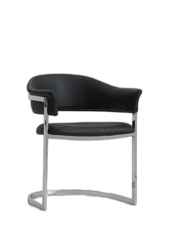 30' Black Leatherette And Stainless Steel Dining Chair By Homeroots - Image 4