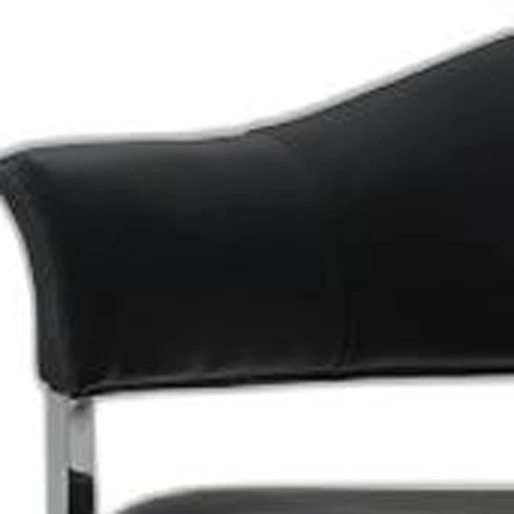 30' Black Leatherette And Stainless Steel Dining Chair By Homeroots - Image 5
