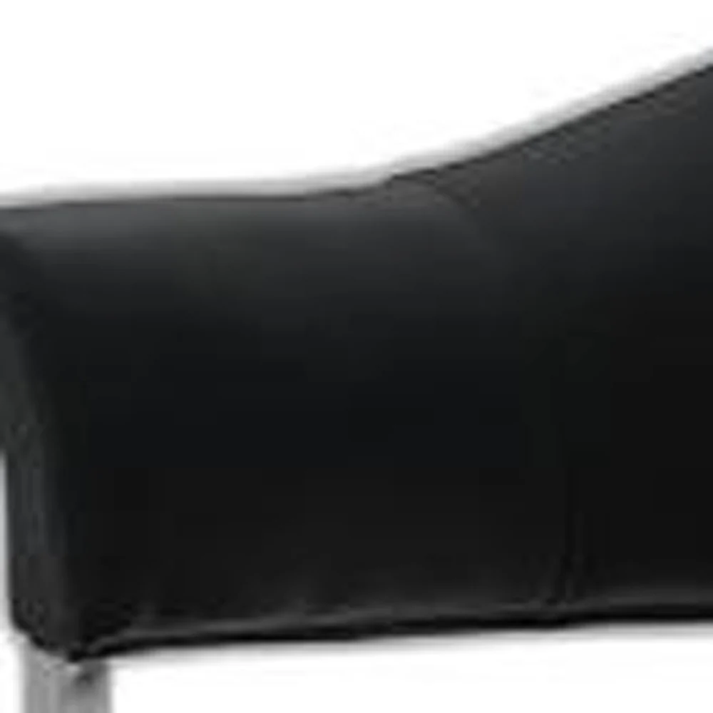 30' Black Leatherette And Stainless Steel Dining Chair By Homeroots - Image 6