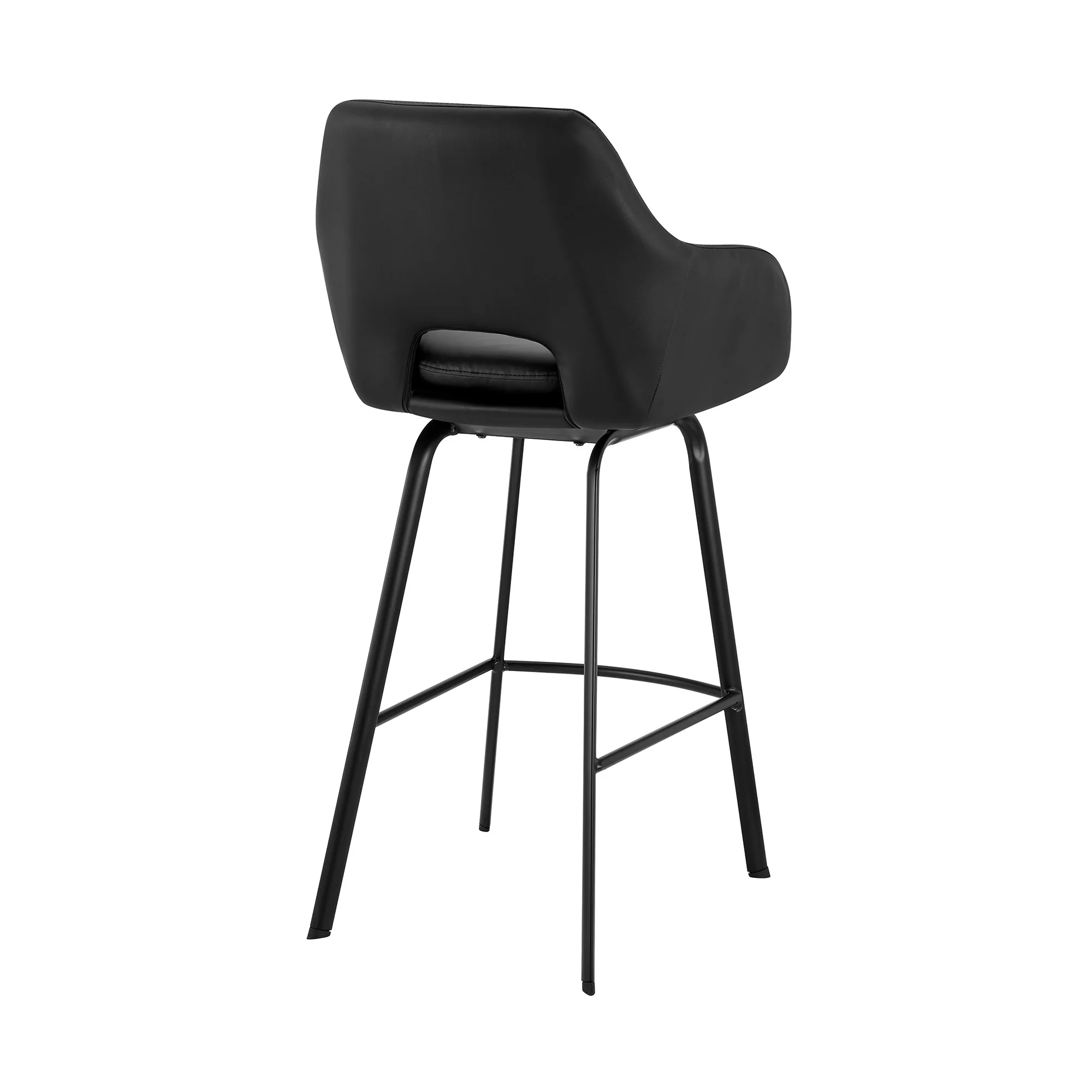 30" Black on Black Faux Leather Comfy Swivel Bar Stool By Homeroots - Image 5