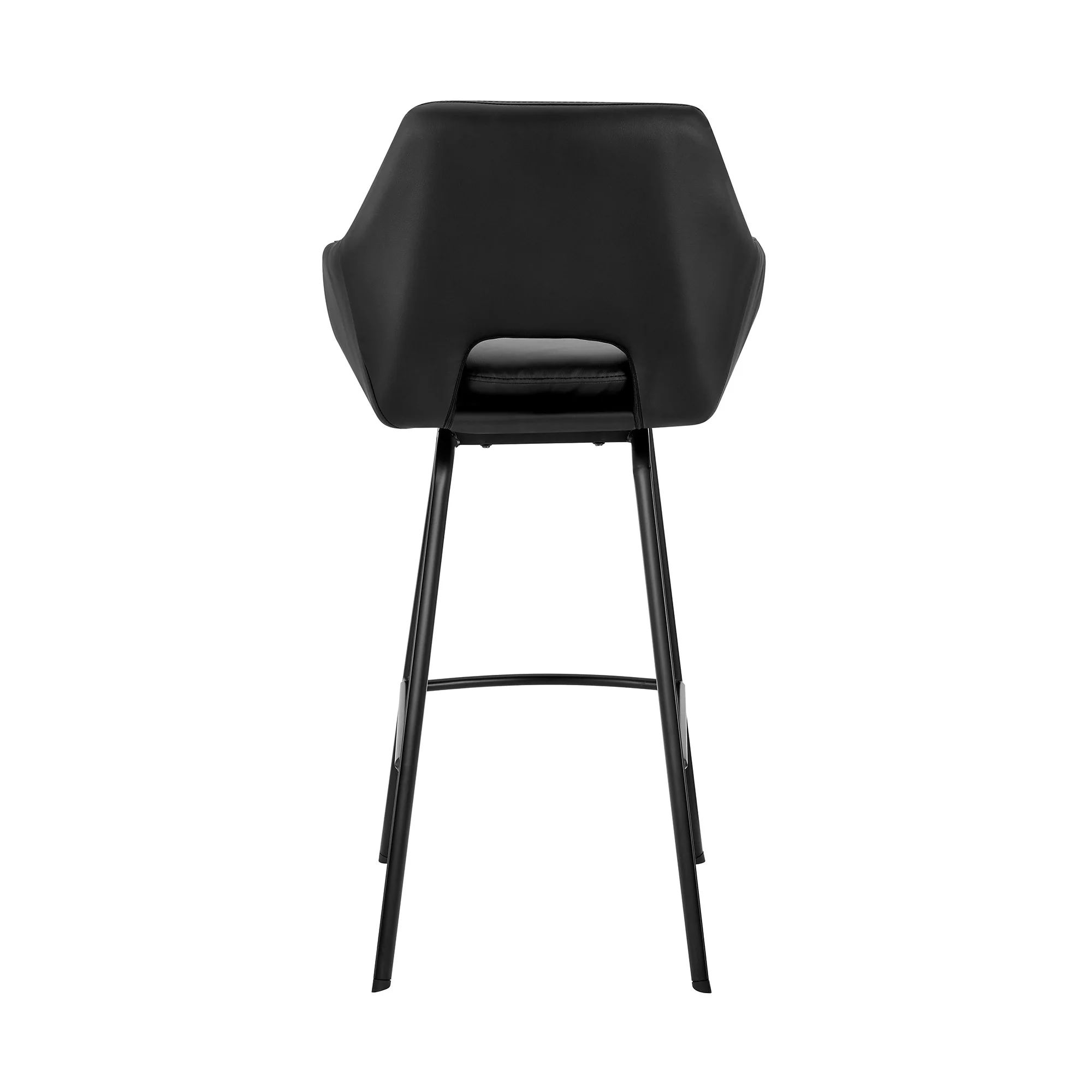 30" Black on Black Faux Leather Comfy Swivel Bar Stool By Homeroots - Image 6