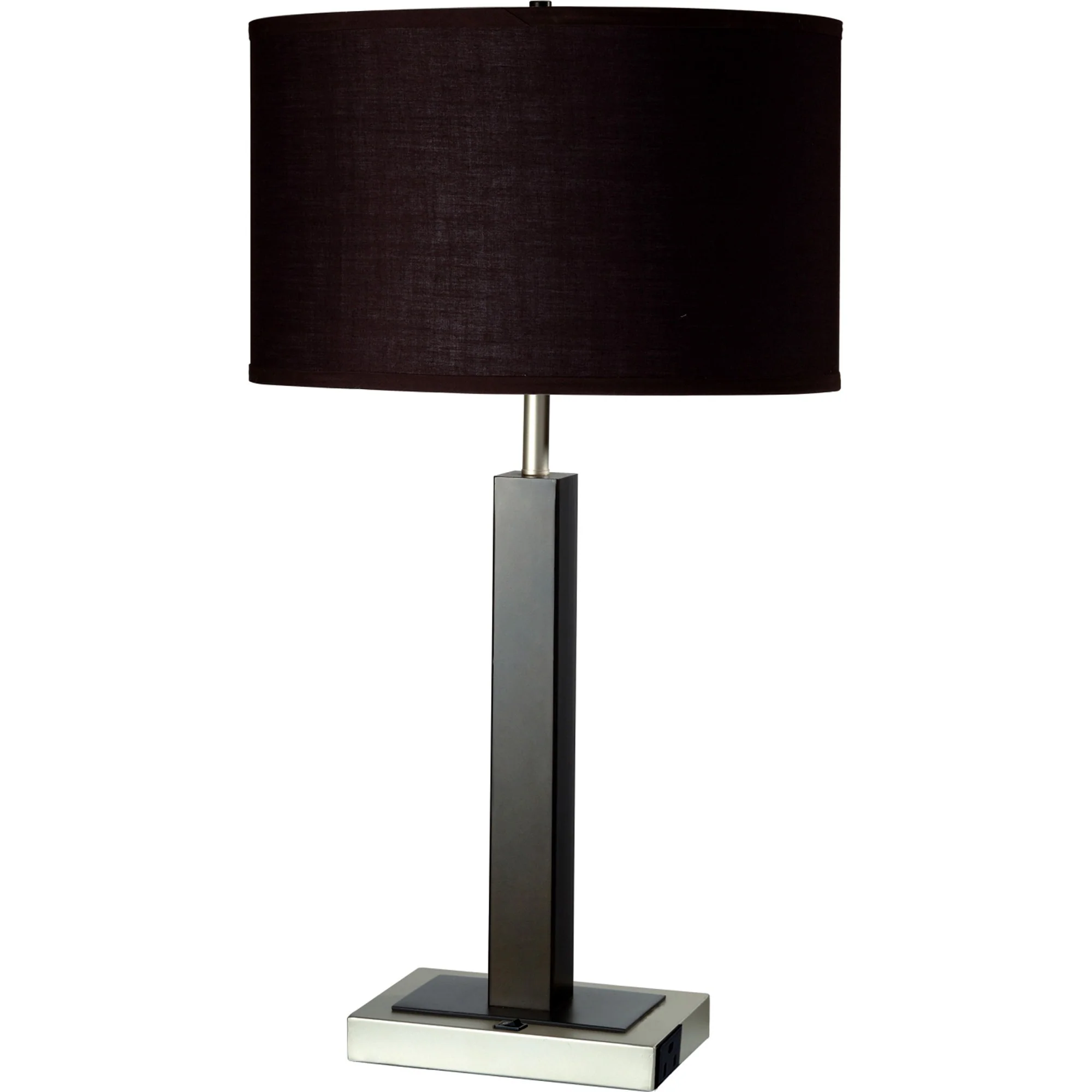 30" Black Polyresin Table Lamp With Brown Classic Drum Shade By Homeroots - Image 2