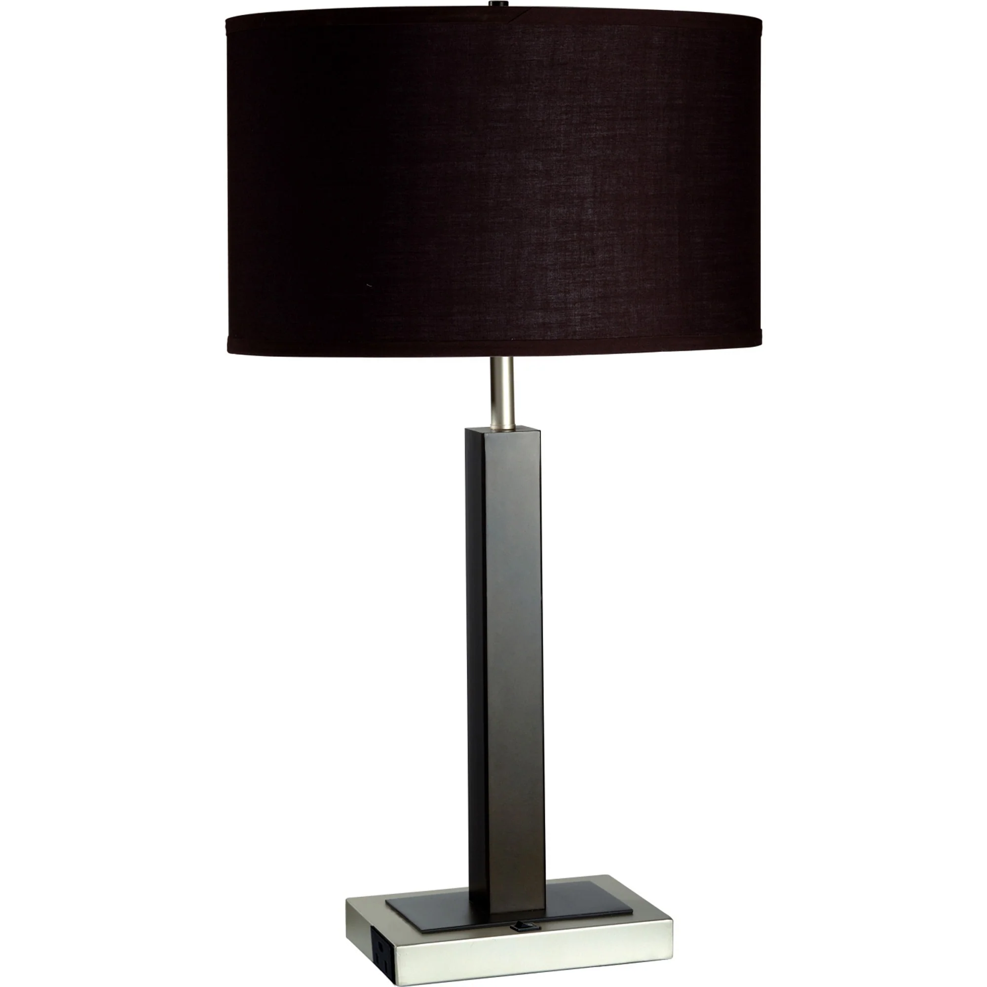 30" Black Polyresin Table Lamp With Brown Classic Drum Shade By Homeroots - Image 3