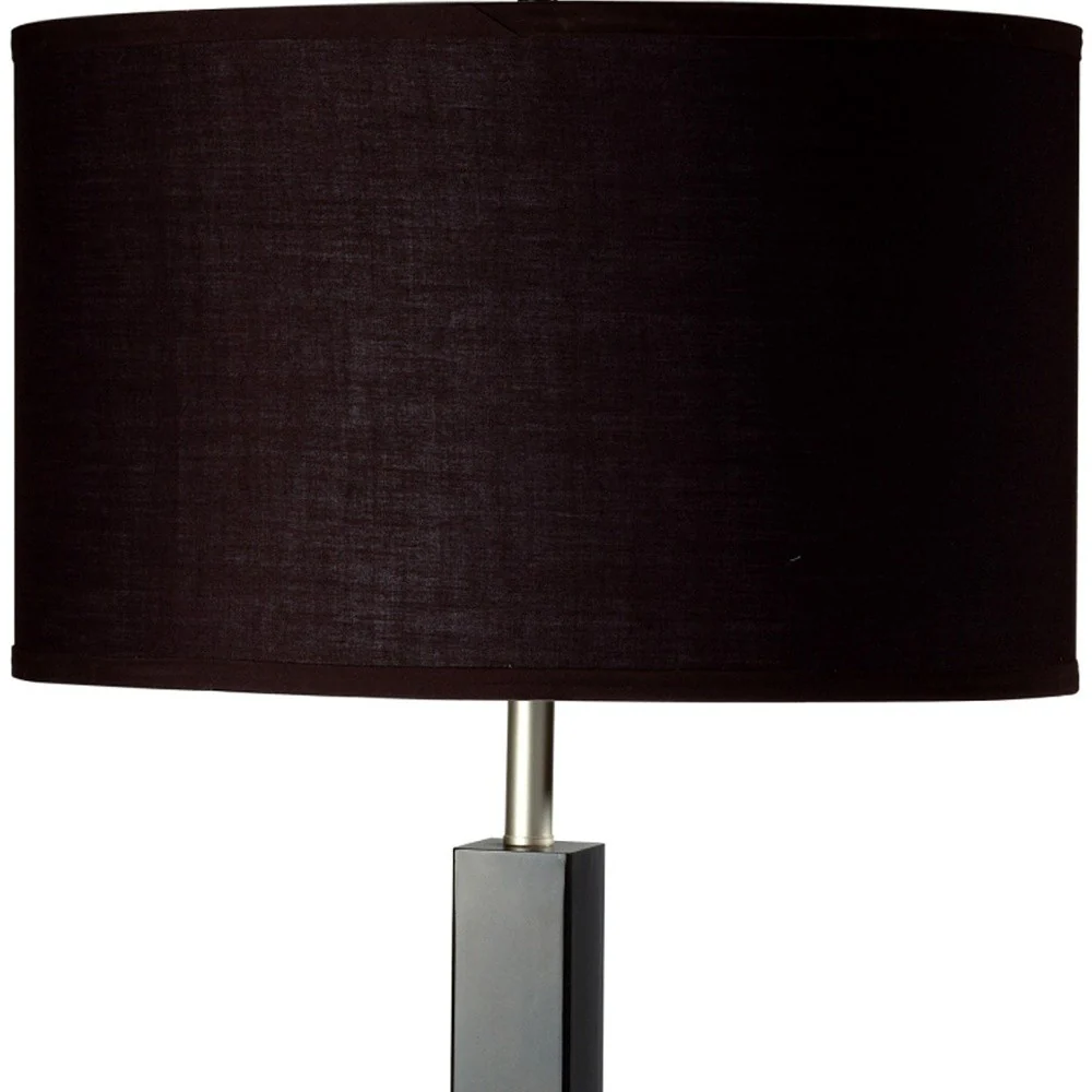 30" Black Polyresin Table Lamp With Brown Classic Drum Shade By Homeroots - Image 4