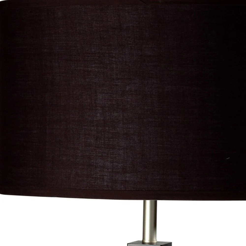 30" Black Polyresin Table Lamp With Brown Classic Drum Shade By Homeroots - Image 5