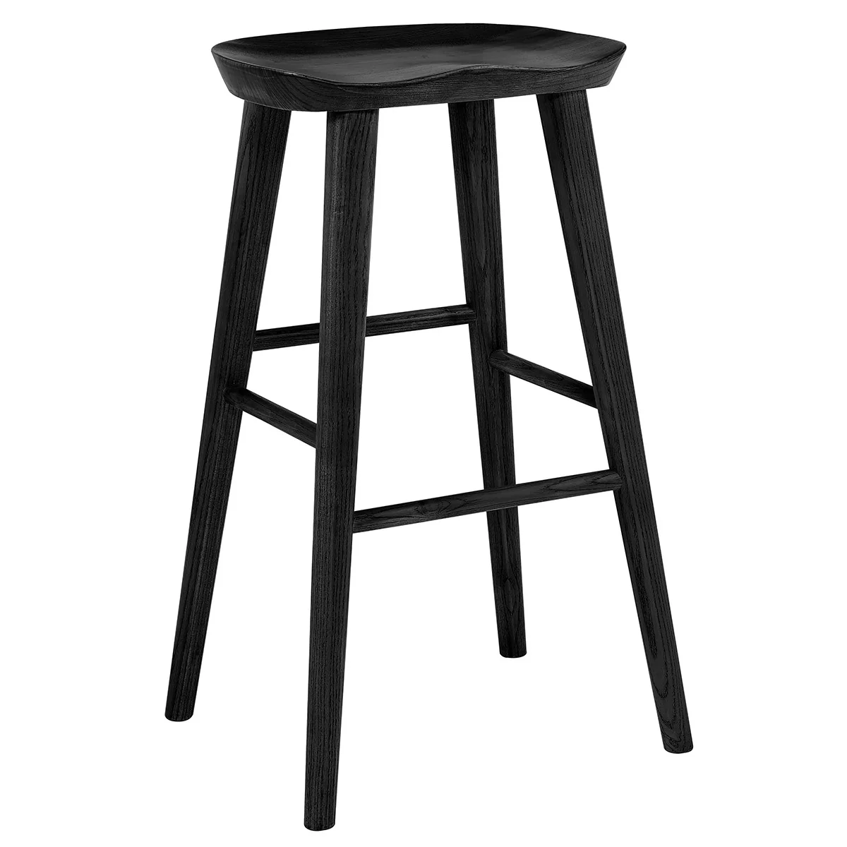 30" Black Solid Wood Bar Stool By Homeroots - Image 2