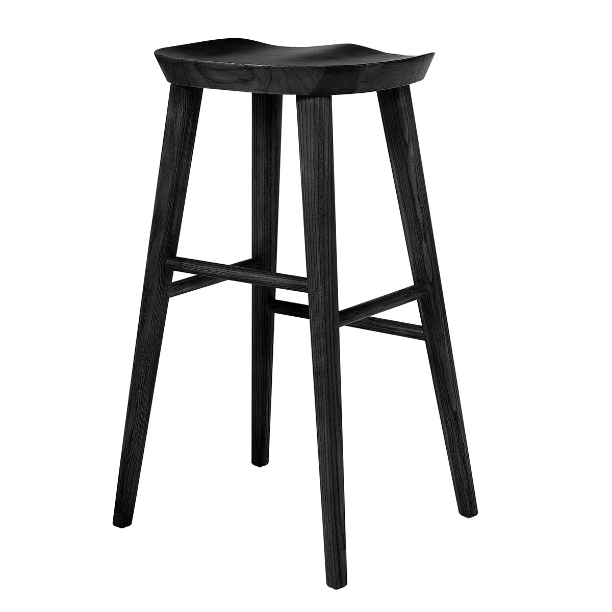 30" Black Solid Wood Bar Stool By Homeroots - Image 4