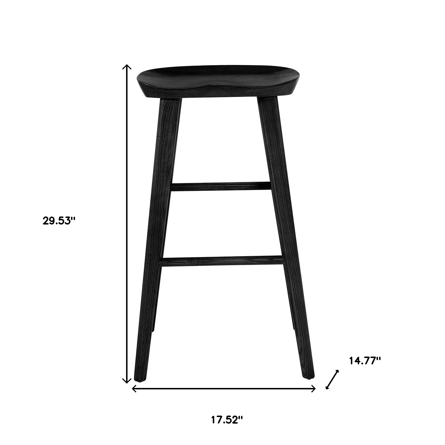 30" Black Solid Wood Bar Stool By Homeroots - Image 6