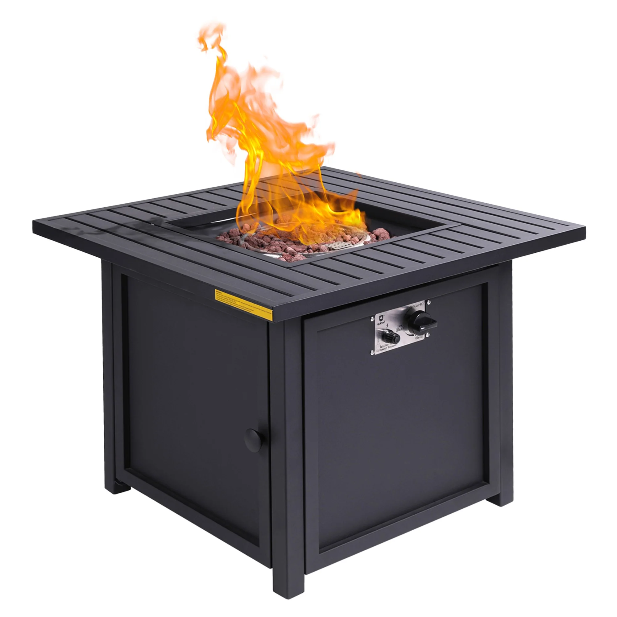 30" Black Square Slat Top Fire Pit Table with Lid By Homeroots - Image 2