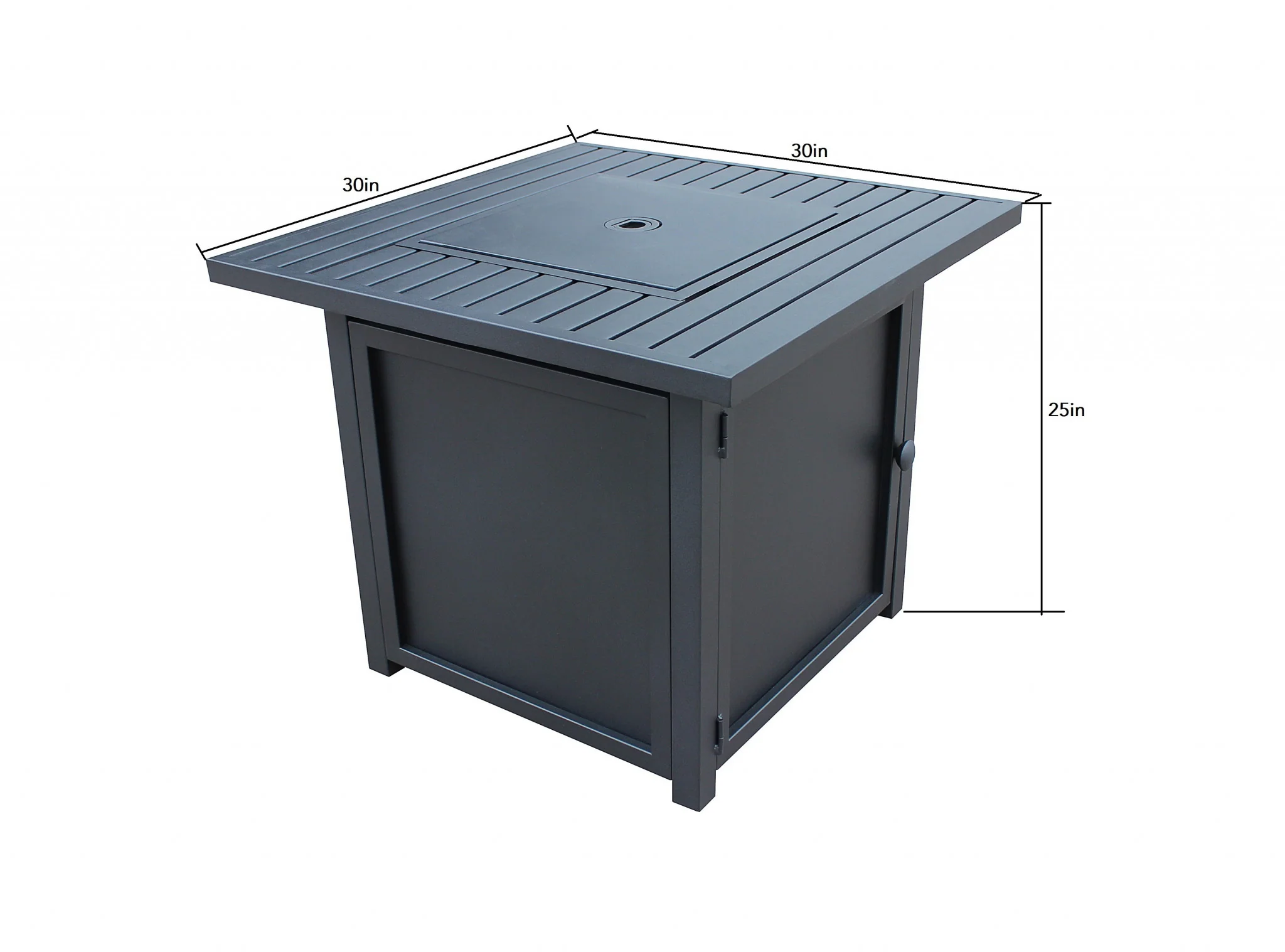 30" Black Square Slat Top Fire Pit Table with Lid By Homeroots - Image 3