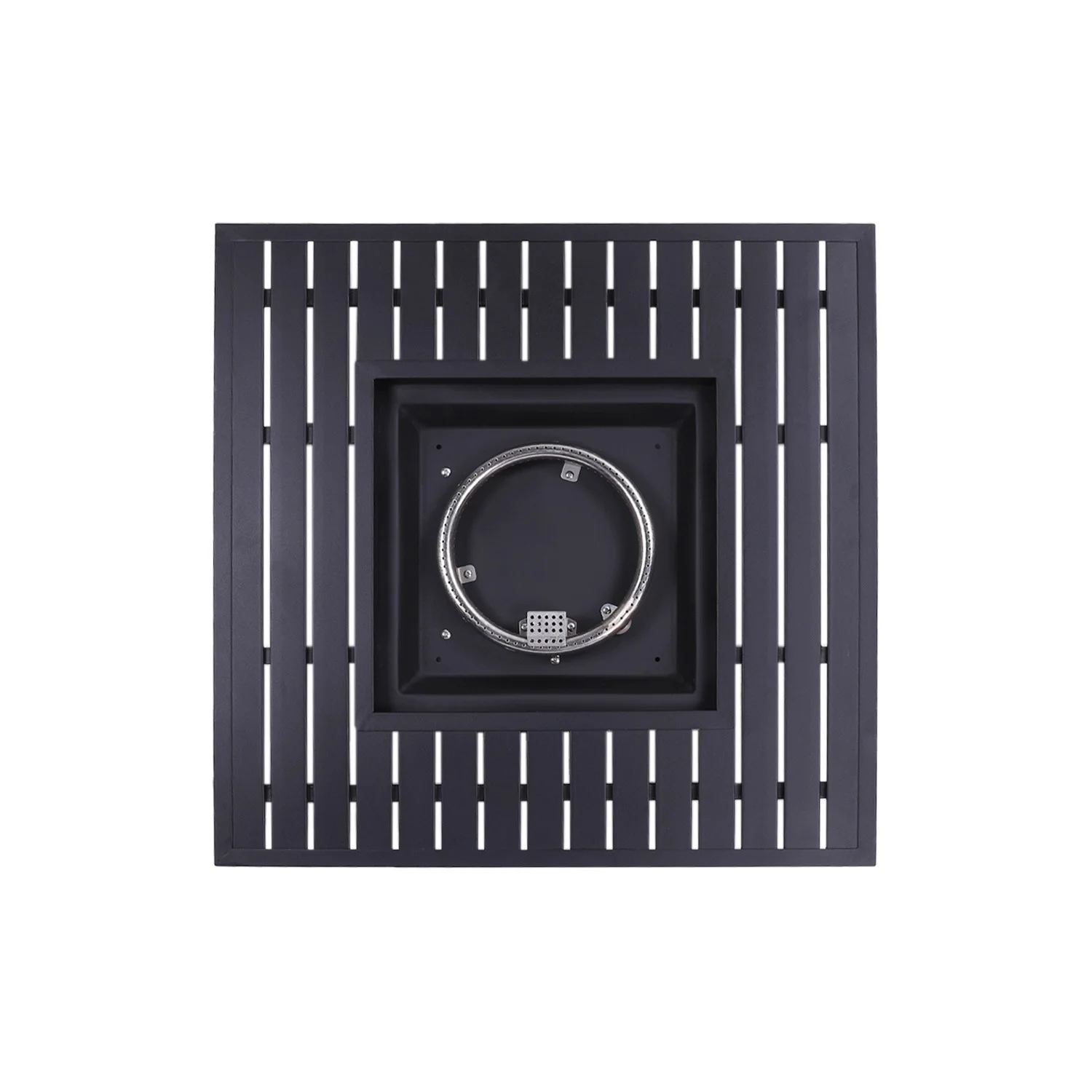 30" Black Square Slat Top Fire Pit Table with Lid By Homeroots - Image 4