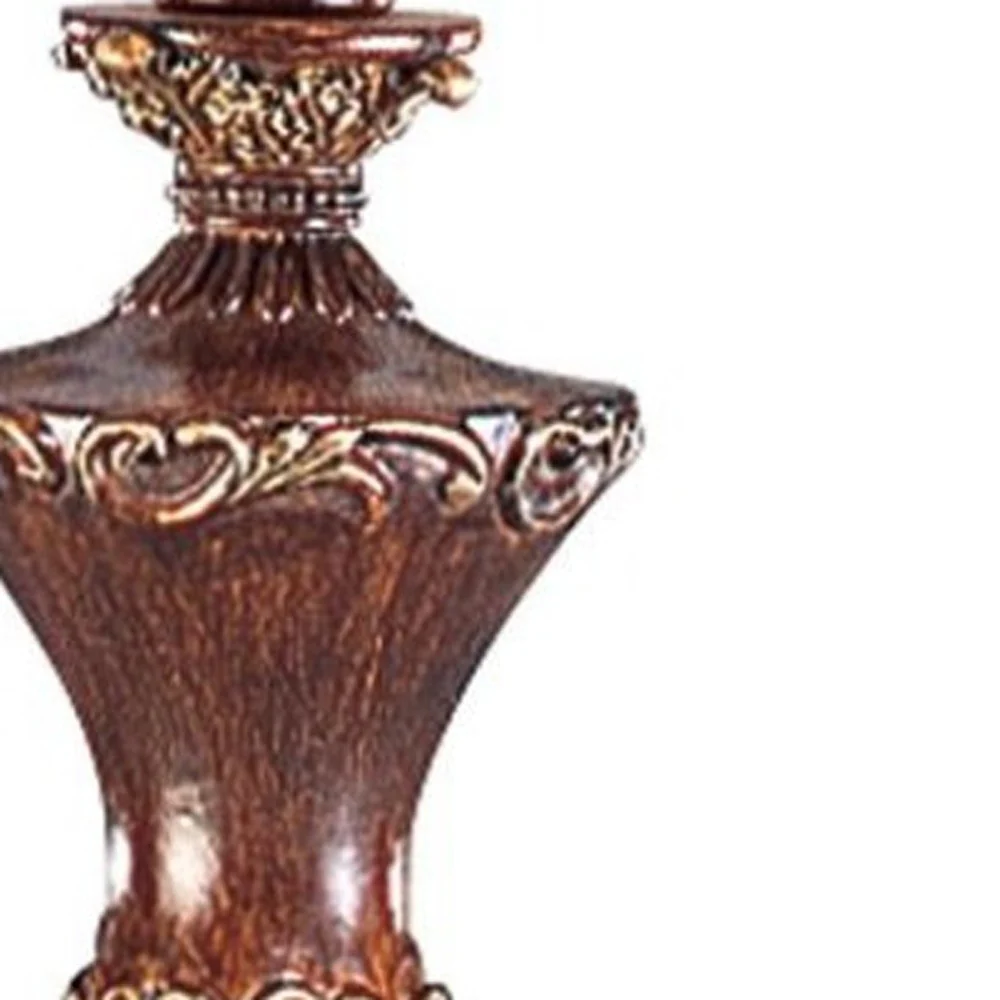 30" Bronze Polyresin Table Lamp With Brown Bell Shade with Hanging Beads By Homeroots - Image 5